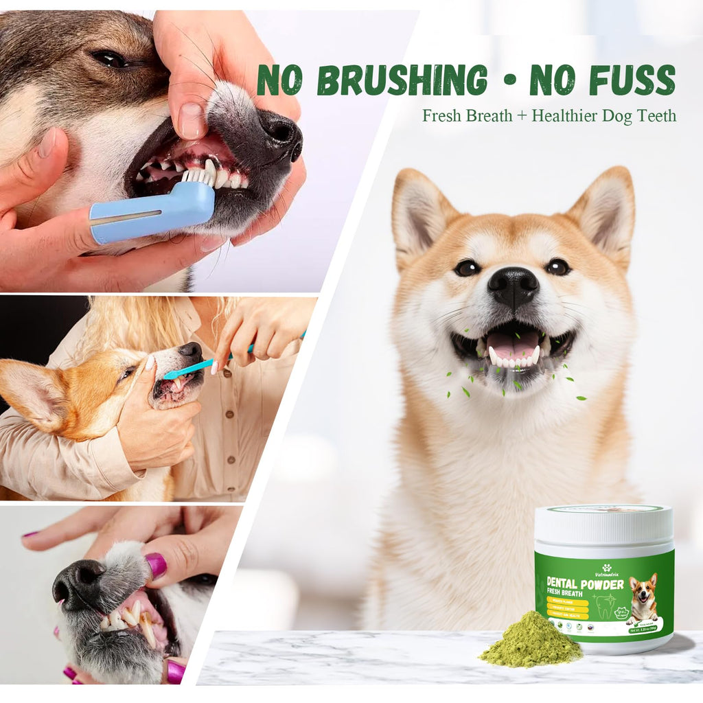 Vetriuntrix Dog Dental Powder, Dental Powder for Dogs Teeth Cleaning and Breath Fresh, Dog Teeth Cleaning Powder with Natural Plants Ingredients and Postbiotics, 200g Vetriuntrix Au supplements
