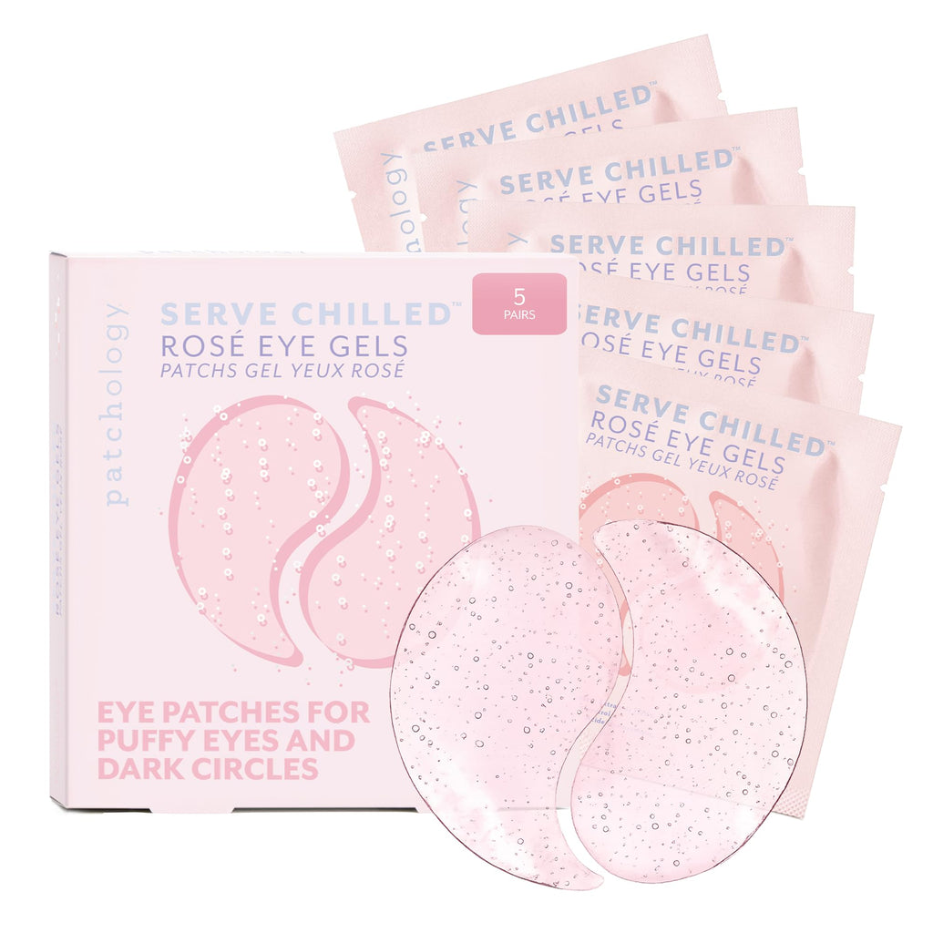 Patchology Serve Chilled Rosé Hydrating Under Eye Patches – Hyaluronic Acid & Antioxidant-Infused Eye Masks to Reduce Dark Circles