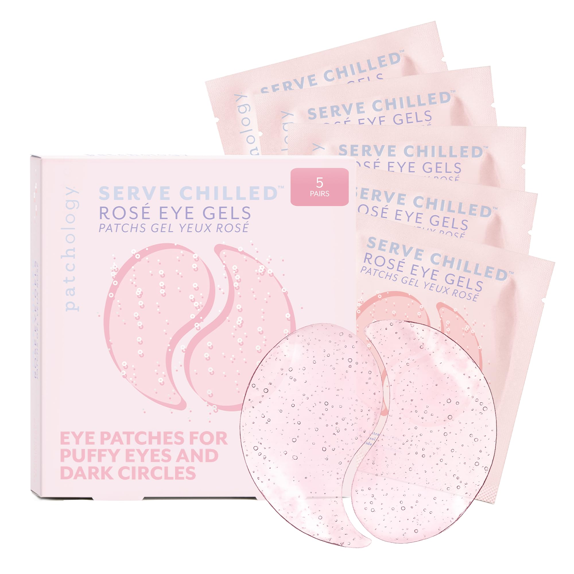 Patchology Serve Chilled Rosé Hydrating Under Eye Patches – Hyaluronic Acid & Antioxidant-Infused Eye Masks to Reduce Dark Circles