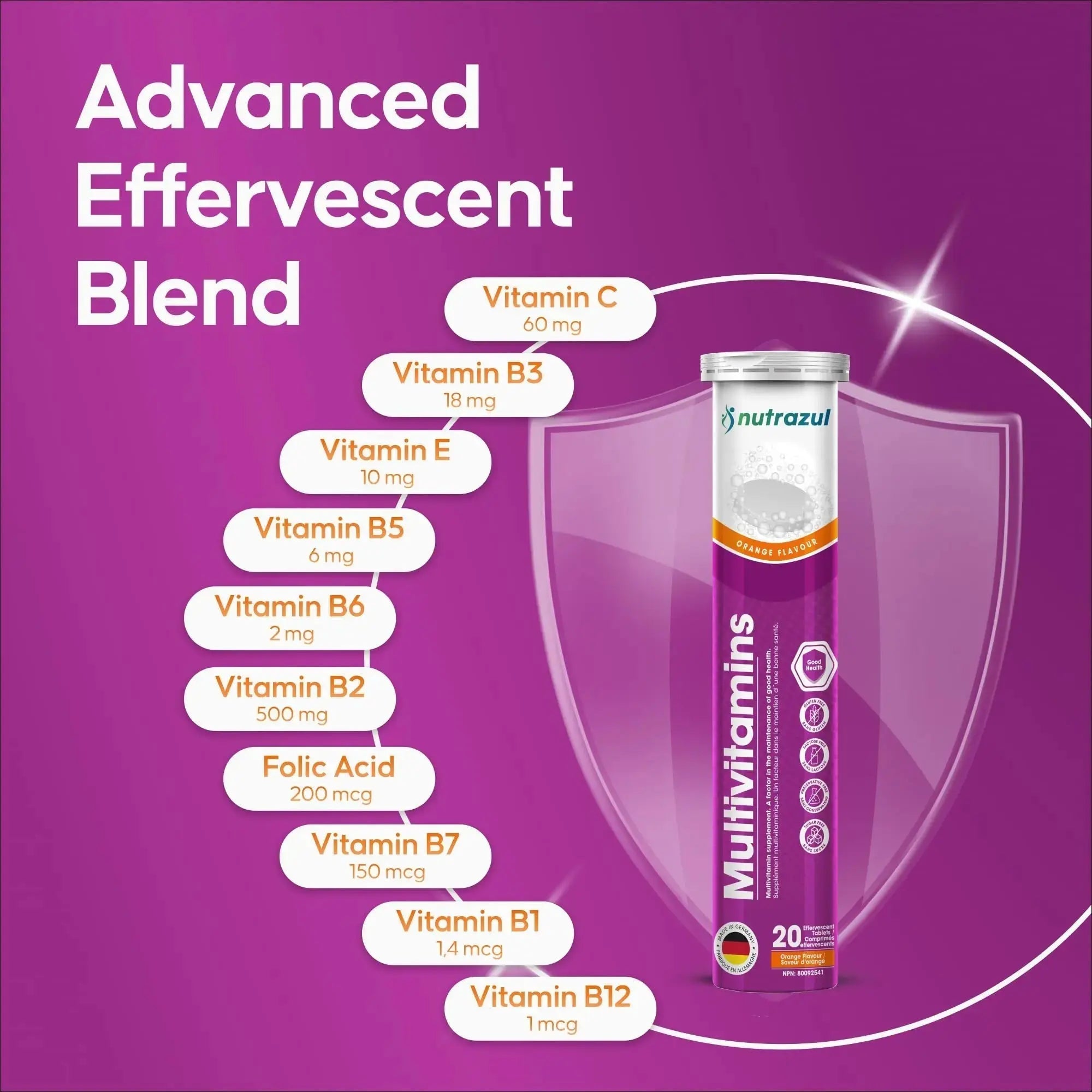 nutrazul Multivitamin Effervescent Tablets, Supplement for Daily Wellness & 9 Essential Vitamins, Contains Vitamin with Vitamin C & B Complex nutrazul Au supplements