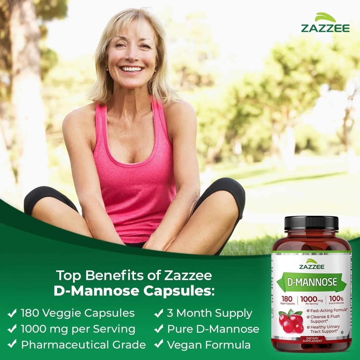 Zazzee Urinary Tract Cleanse & Detox Bundle | USDA Organic Dandelion Root Extract Capsules Plus D-Mannose 1000mg Capsules for UT & Bladder Cleansing Zazzee Au supplements