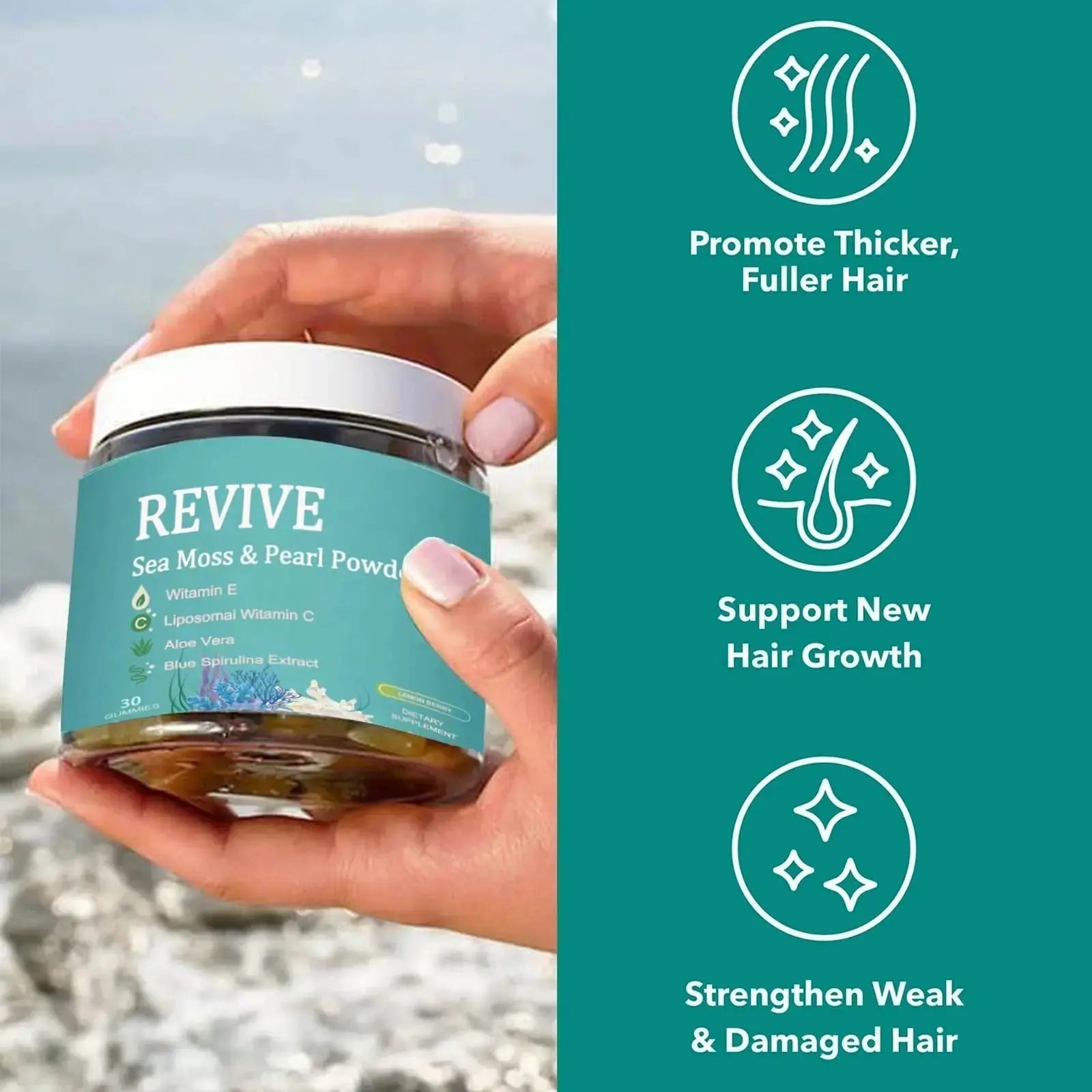 Giamau Revive Hair Gummies, Sea Moss Gummies, Natural Nutrient Blend for Hair Health Support – Gluten-Free, No Harsh Chemicals, 60 Gummies (1) Giamau Au supplements