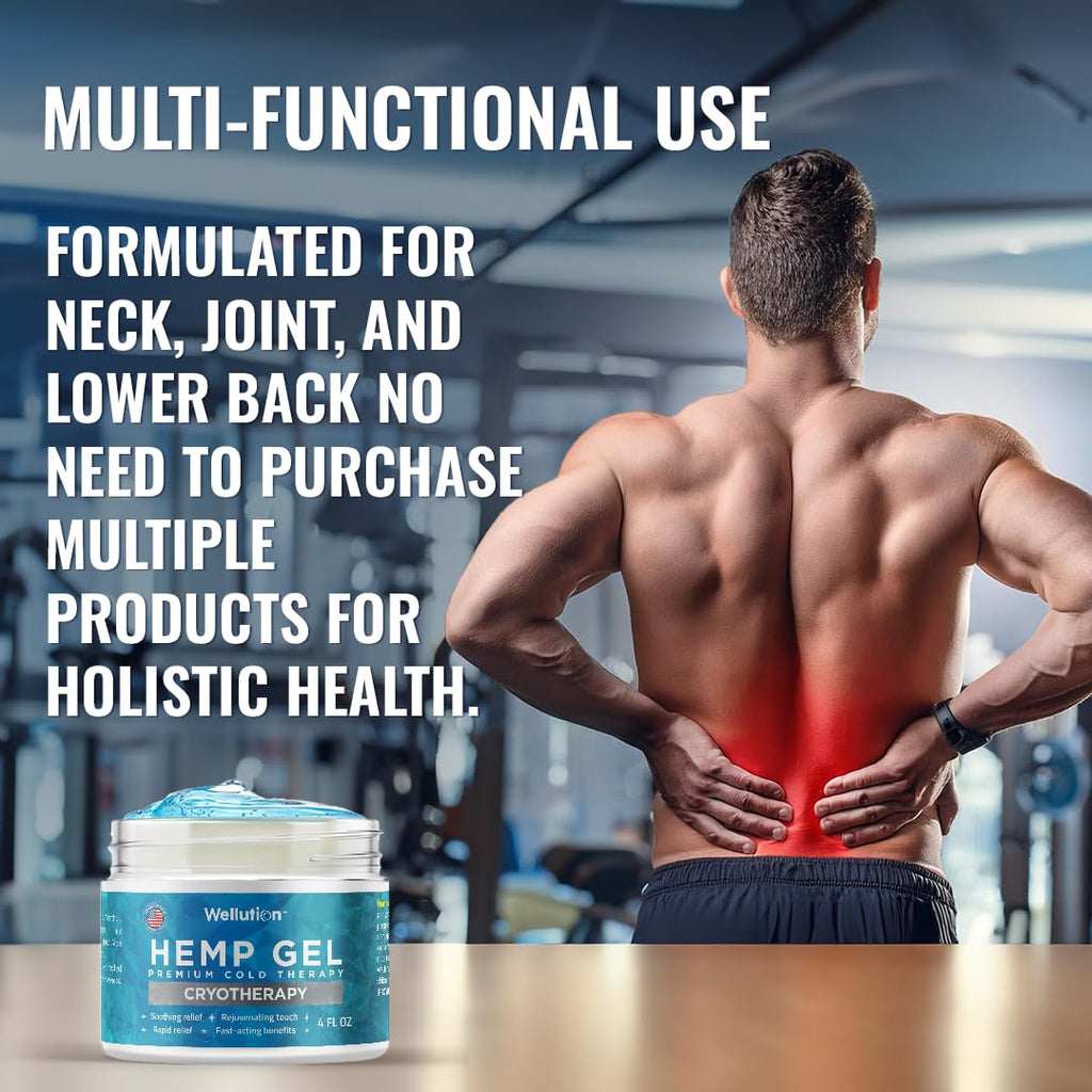 WELLUTION Cryotherapy Hemp Gel – Gentle Cooling Sensation with Menthol & Arnica – Non-Greasy, Quick-Absorbing Formula – Lightweight Gel for Comfort & Refreshing Feel – 4oz WELLUTION Au supplements
