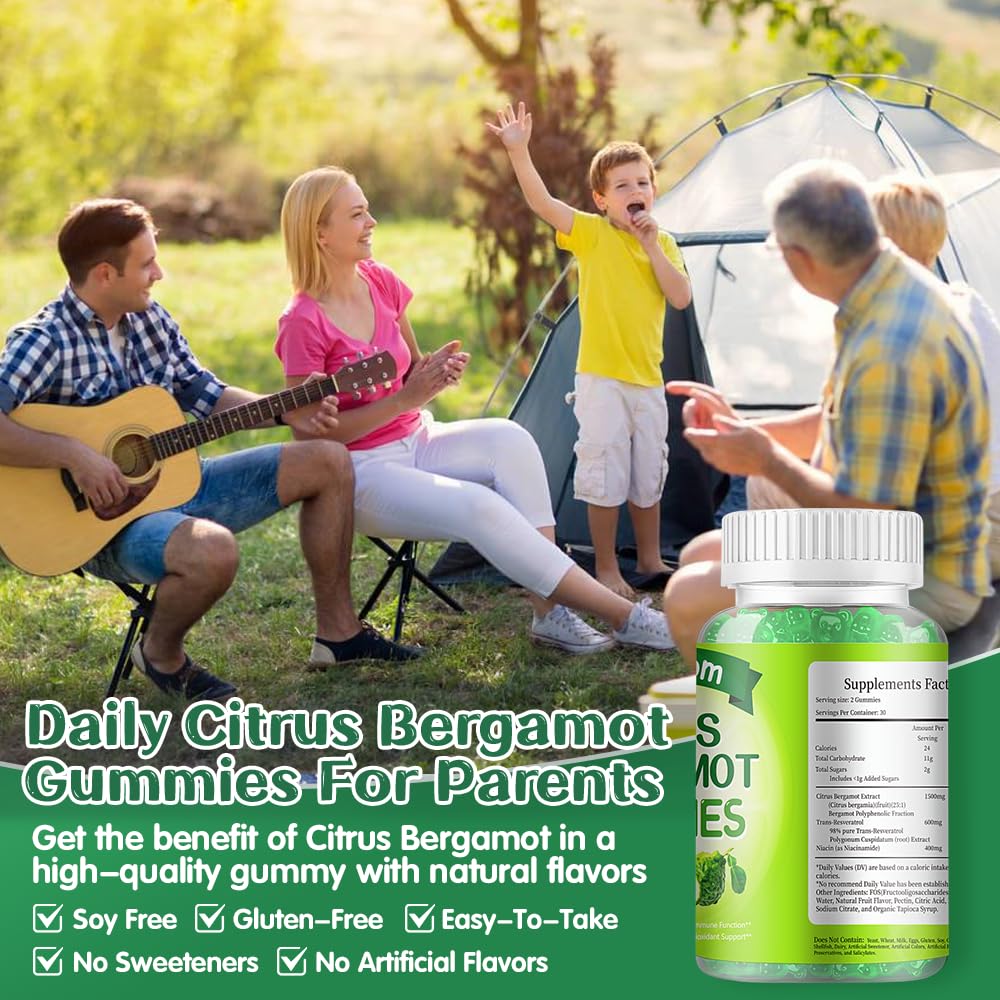IIEltruiom Citrus Bergamot 1500mg, Citrus Bergamot Gummies for Healthy Cholesterol, Bergamot Supplements 25:1 Extract from Italy Bergamot,