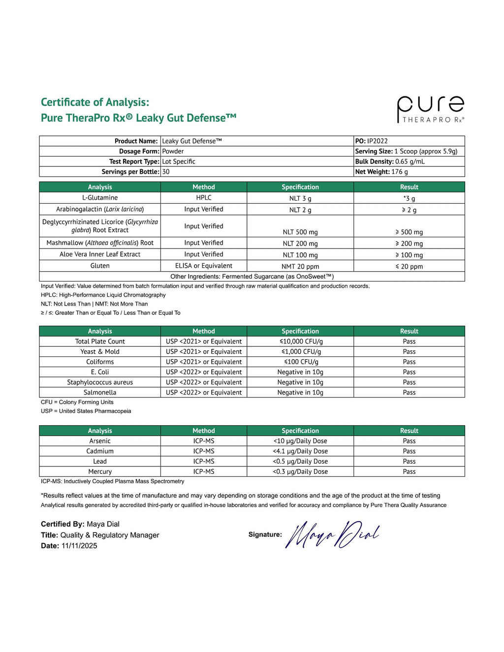 Pure Therapro Rx Leaky Gut Defense - Gut Health Supplement with L-Glutamine, Licorice Root Extract, Marshmallow Root, Aloe Leaf, Larch Arabinogalactan