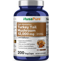 NusaPure Turkey Tail Mushroom Capsules, 10:1 Extract, 1200 mg Equivalent to 12,000mg, 200 Vcaps, Non-GMO, Gluten Free, Bioperine NusaPure Au supplements