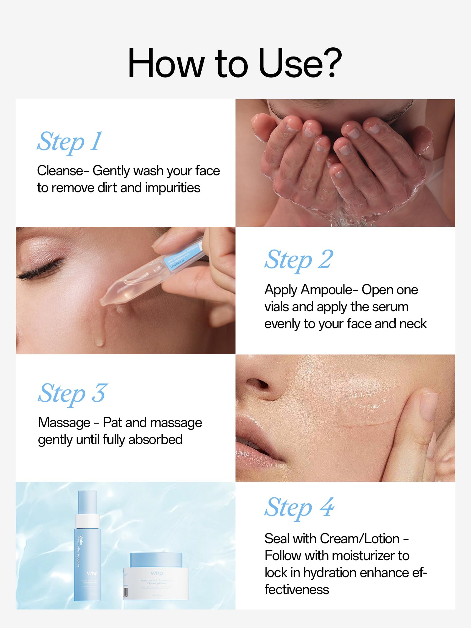 WNP Hyaluronic Acid Serum 3% for Face with 4D Multi-Layer Hydration | Ultra Hydrating Anti-Aging Serum | Moisturizer for Dry & Sensitive Skin