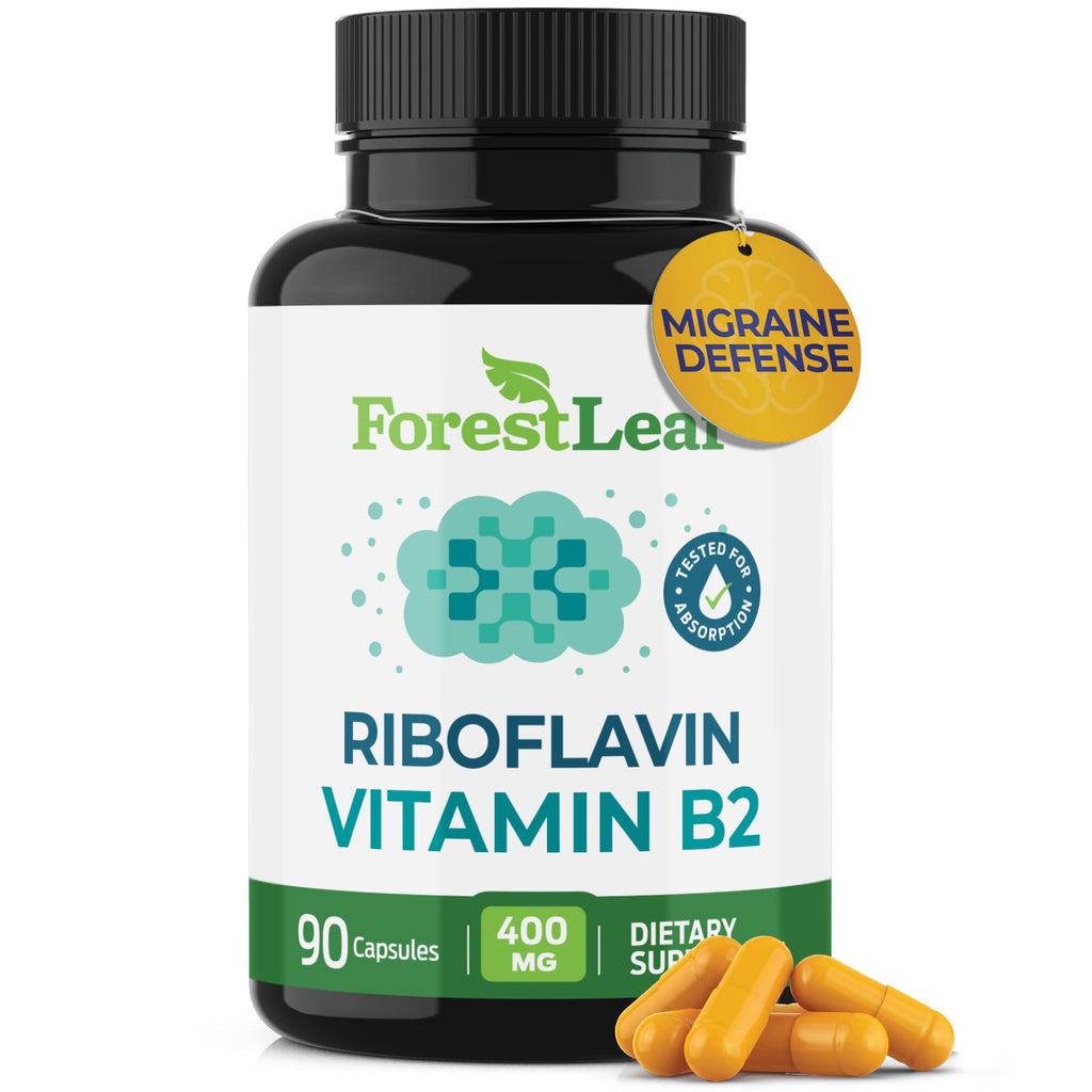 ForestLeaf Vitamin B2 Riboflavin 400mg - Energy, Skin & Cellular Health Supplement - Nervous System Support - Vitamin B 2 VIT B - Non-GMO & Gluten Free