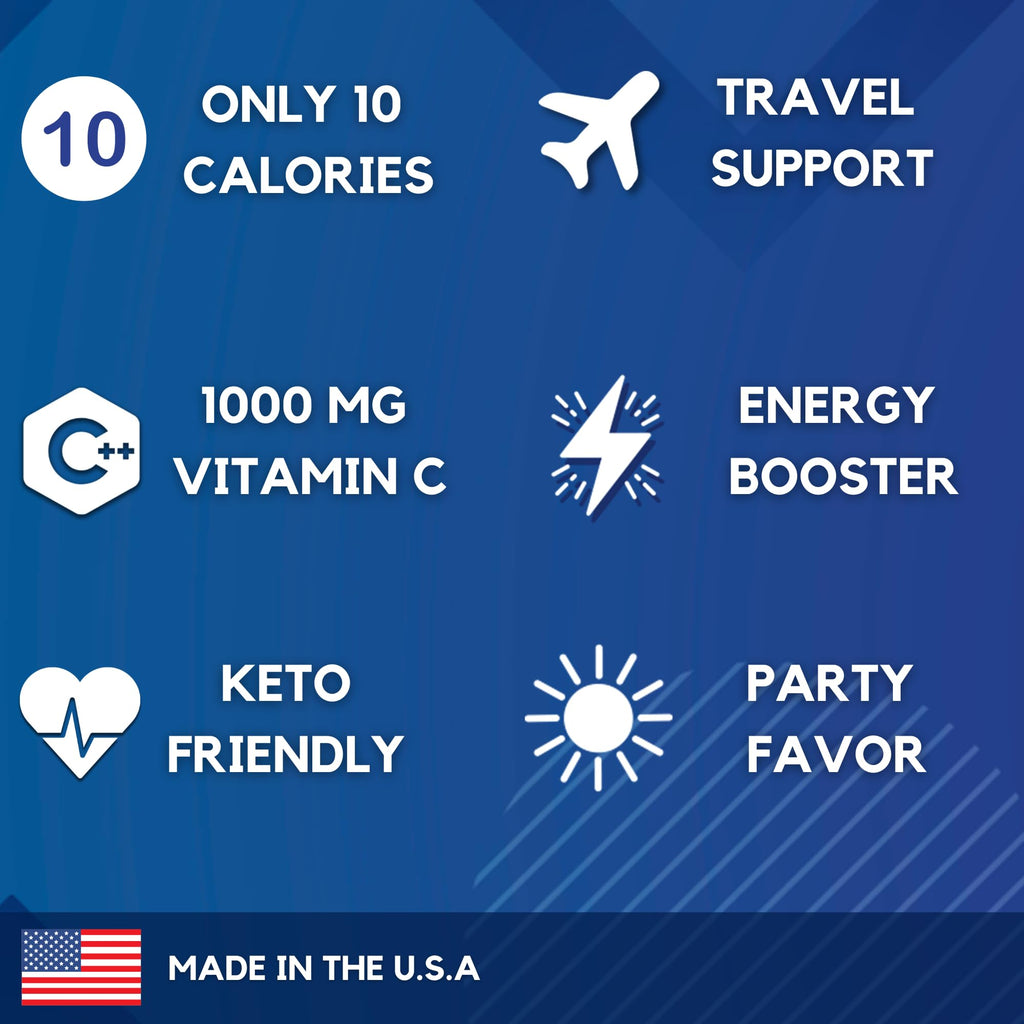 HydroMATE Electrolytes Powder Drink Mix Packets Hydration Accelerator Low Sugar Party Favors for Rapid Recovery Vitamin C Plu
