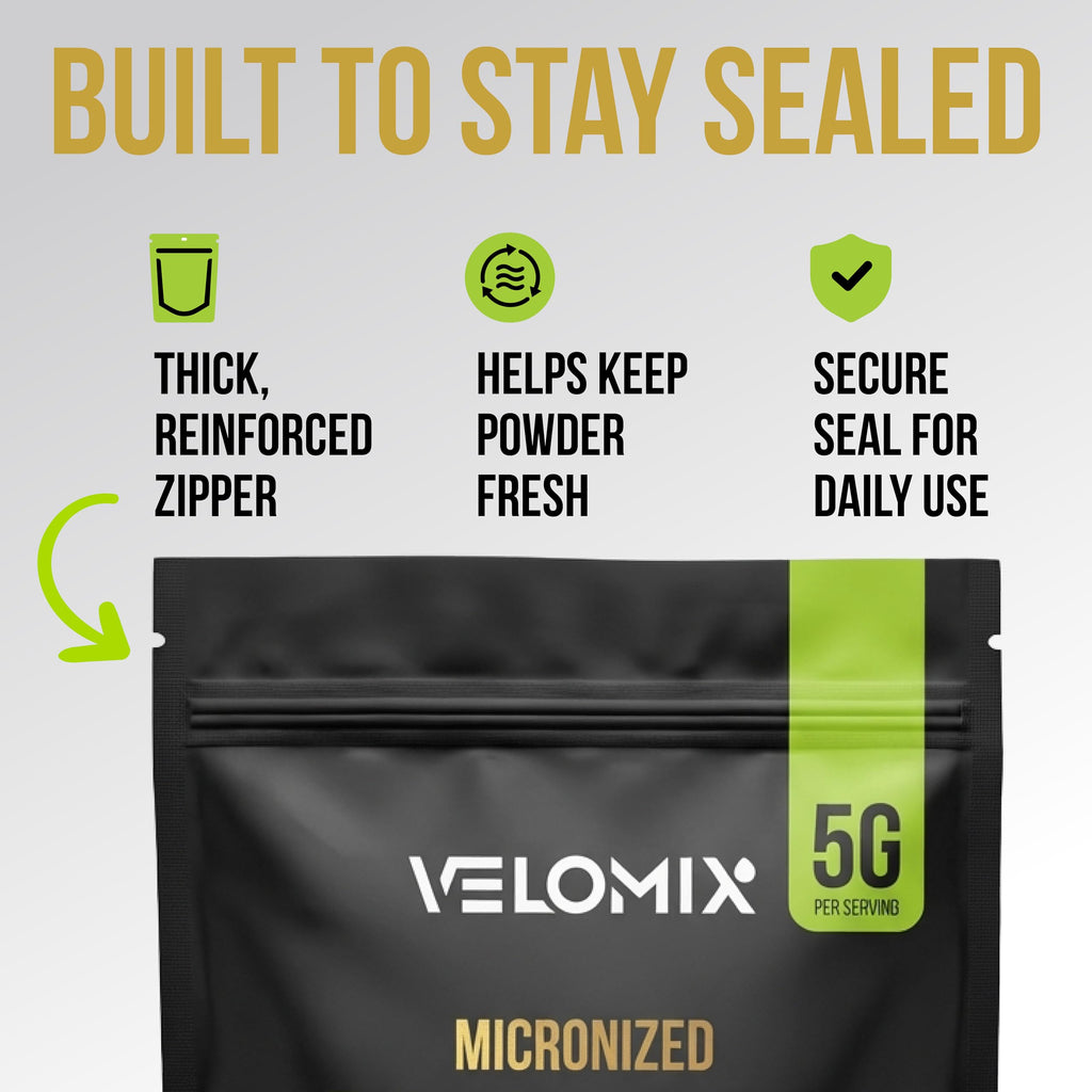 VELOMIX Micronized Creatine Monohydrate Powder - 100% Pure Creatine Powder Unflavored and Easy to Mix | Supports Muscle Growth, Recovery, and Strength | 5000mg Per Serv (5g) - 60 Servings VELOMIX Au supplements
