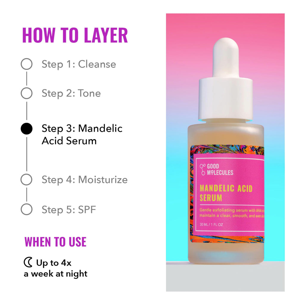 Good Molecules Mandelic Acid Serum - Gentle Face Exfoliator Serum with Ultra Hydrating Hyaluronic Acid