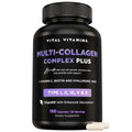 Vital Vitamins Multi Collagen Complex Plus - with Biotin, Hyaluronic Acid, Vitamin C - Type I, II, III, V, X - for Women & Men - Hair, Skin