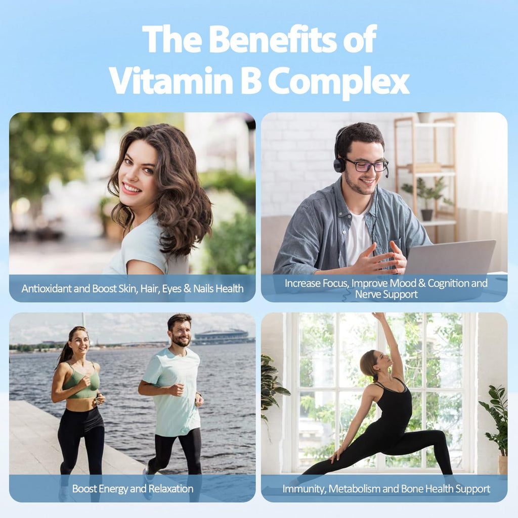 13-in-1 Vitamin B Complex Plus with Vitamin B1, B2, B3 (Niacinamide), B4, B5, B6, B7 (Biotin), B8 (Inositol), B9 (Folate), B12, C, D3, K2 - Energy, Nerve,