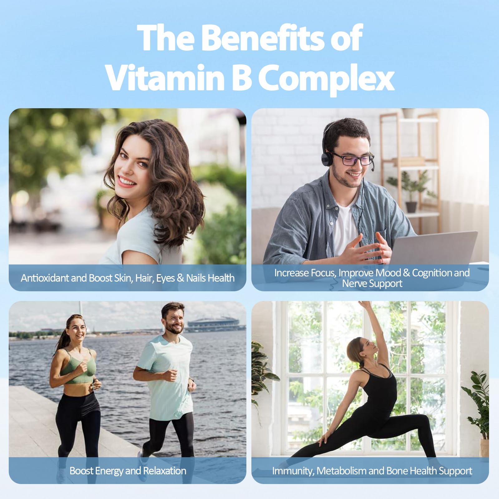 13-in-1 Vitamin B Complex Plus with Vitamin B1, B2, B3 (Niacinamide), B4, B5, B6, B7 (Biotin), B8 (Inositol), B9 (Folate), B12, C, D3, K2 - Energy, Nerve,