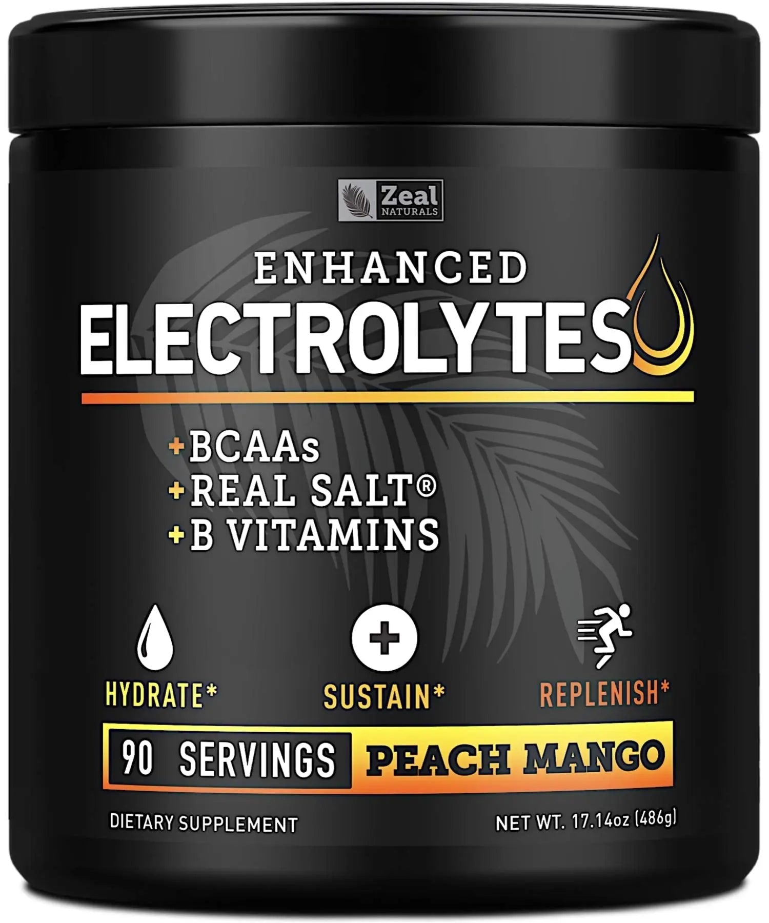 Enhanced Electrolyte Powder (Peach Mango | 90ct.) + BCAA, B-Vitamins & Real Salt Zeal Naturals Au supplements