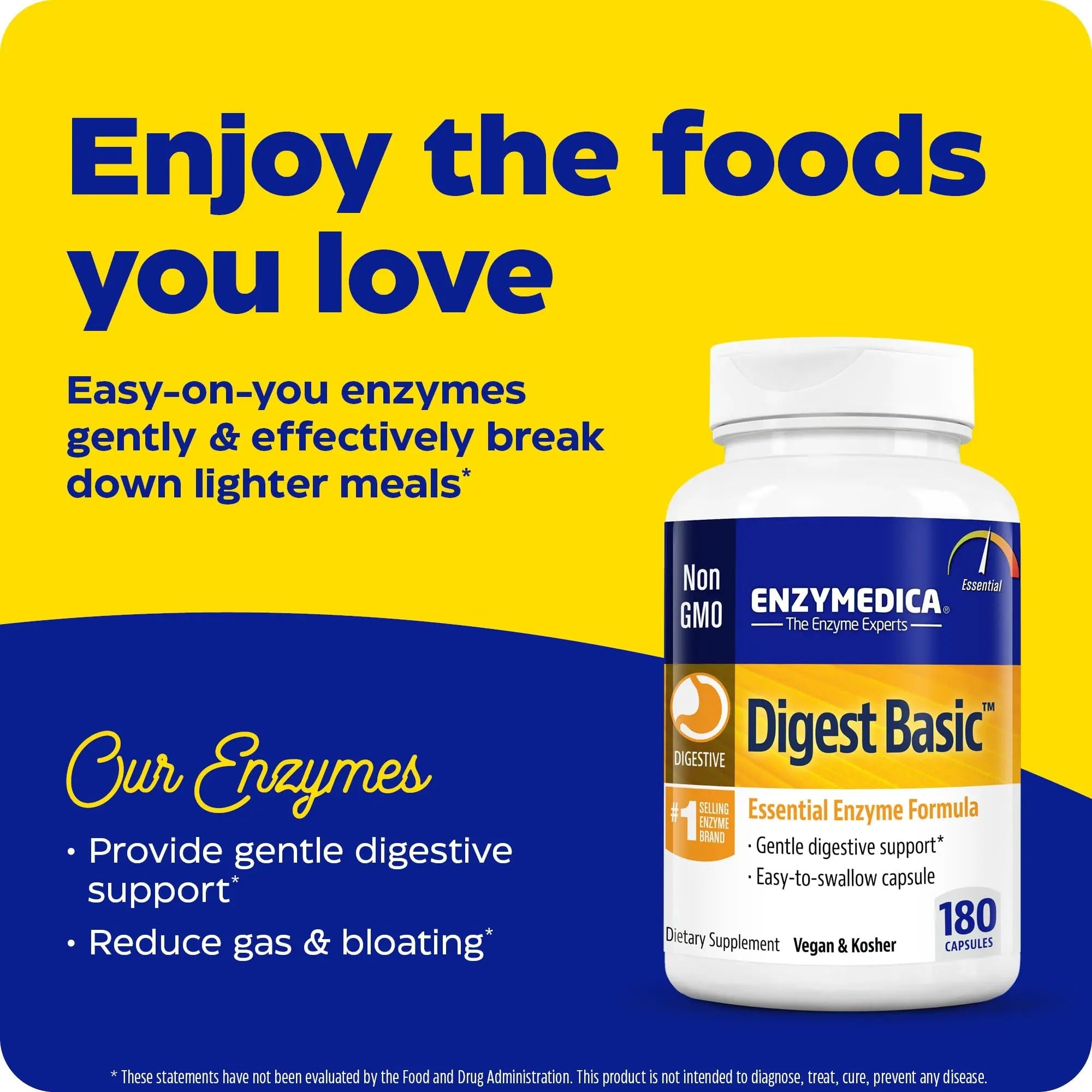 Enzymedica Digest Basic, Digestive Enzymes for Sensitive Stomachs, Offers Fast-Acting Enzymedica Au supplements