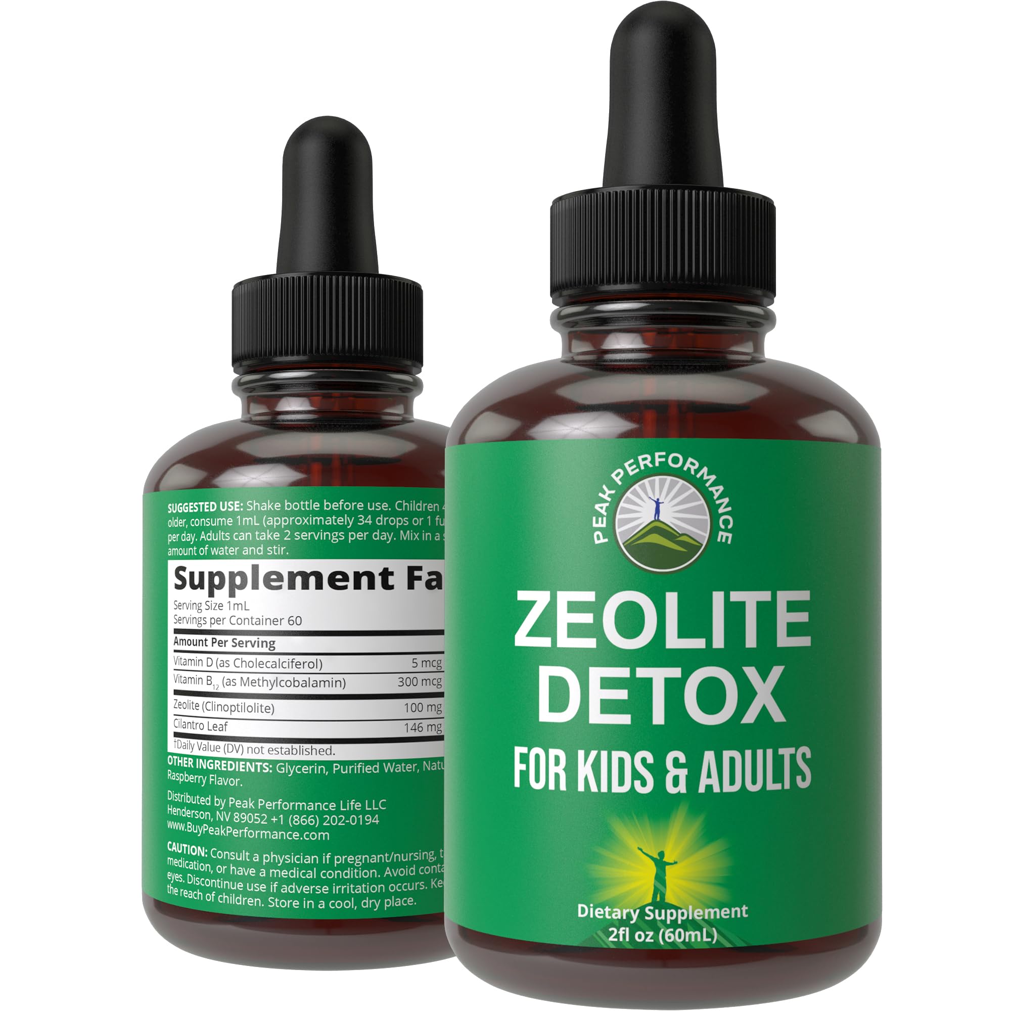 Zeolite Detox for Kids & Adults with Cilantro. Volcanic Mineral from Idaho USA. Zeolite Clinoptilolite Liquid Drops Gentle Cleanse Supplement with Vitamins B12 & D. Support Focus, Energy, Gut, Speech Peak Performance Au supplements