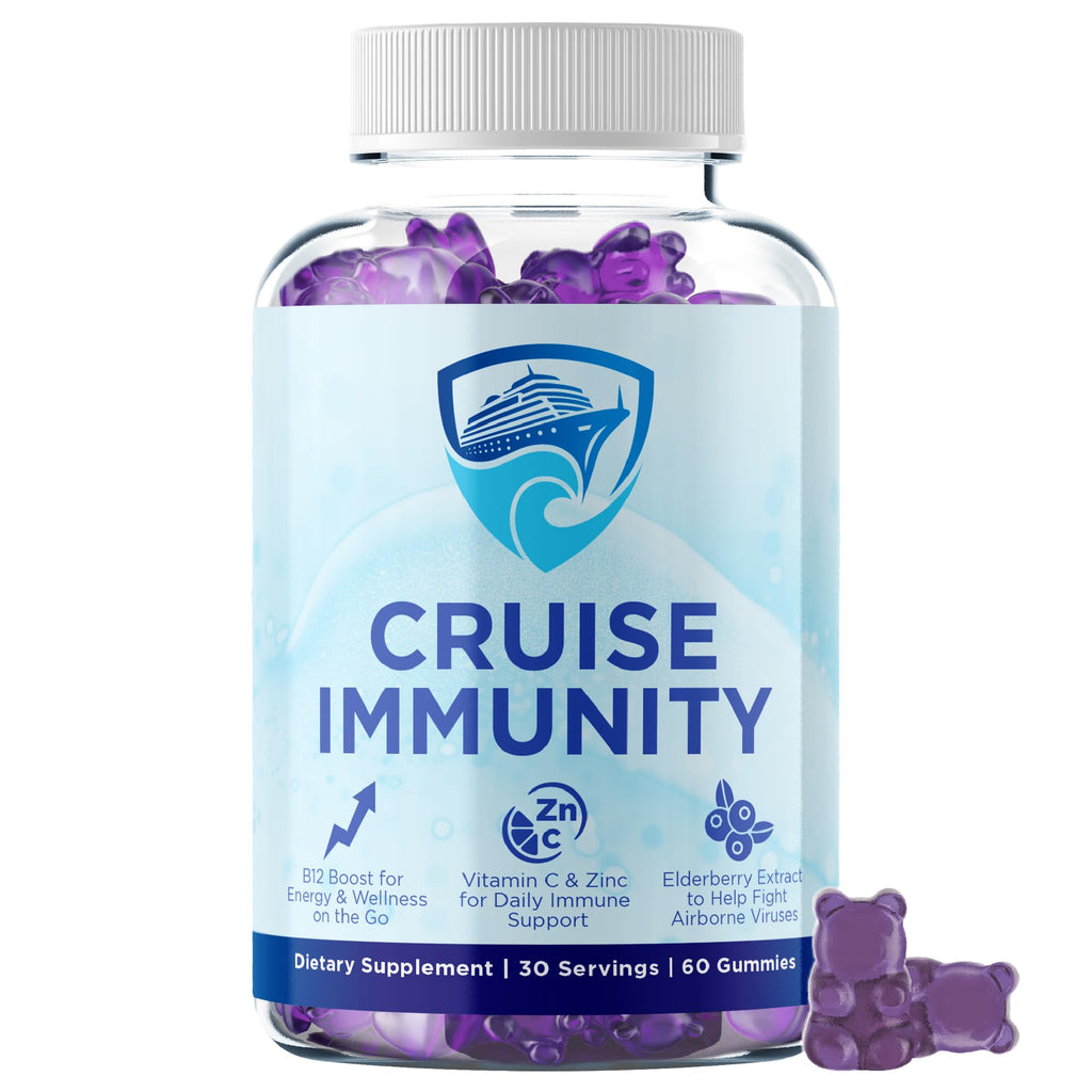 CRUISE IMMUNITY Immune Support Gummies for Cruisers with Vitamin C, B12, Zinc, Elderberry Extract, 60 Gummies, 30 Servings