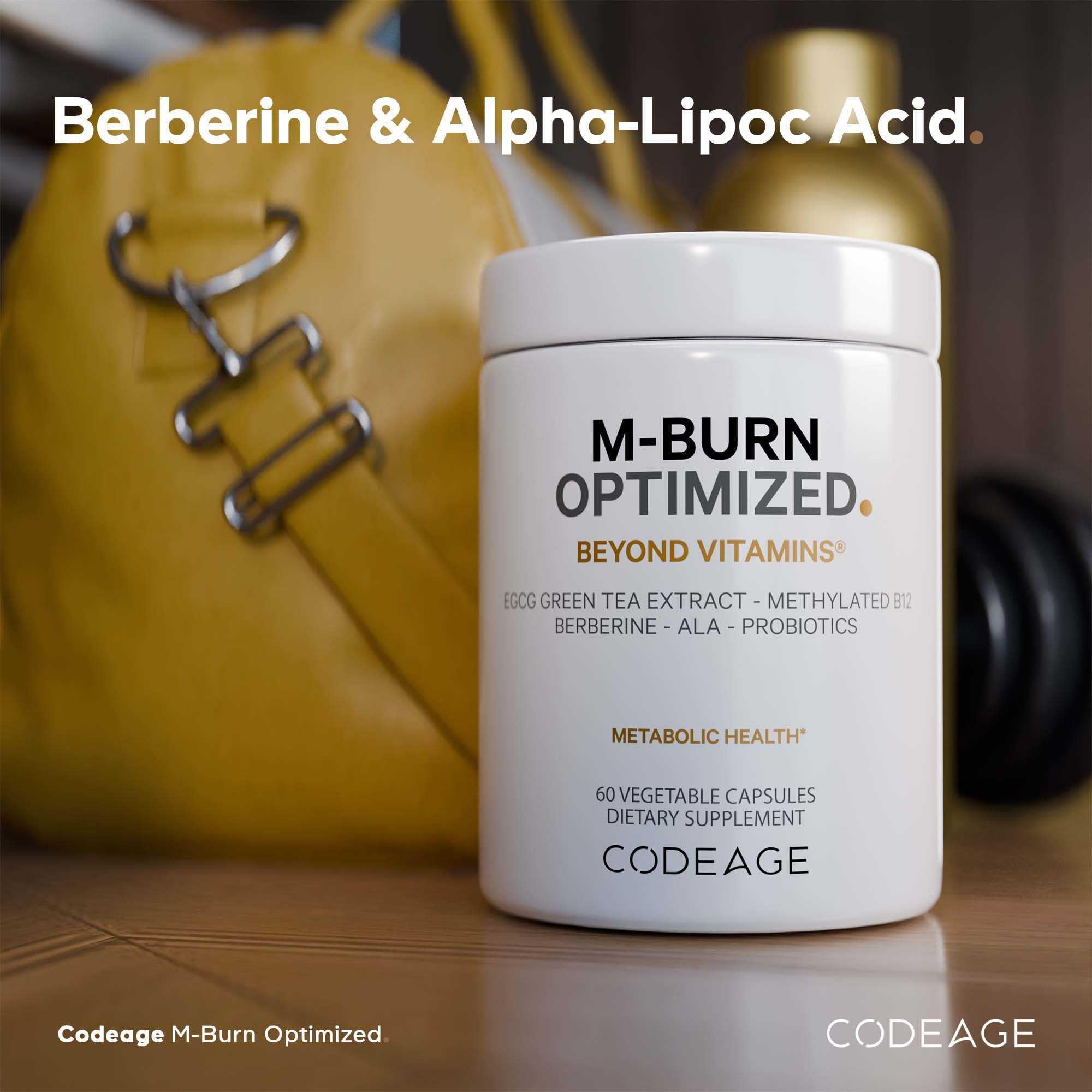 Codeage M-Burn Optimized Supplement - Decaffeinated Green Tea Std. to 50% EGCG, Berberine, Akkermansia, Vitamin B12 - Probiotics - Vitamins - 60 Capsules Codeage Au supplements