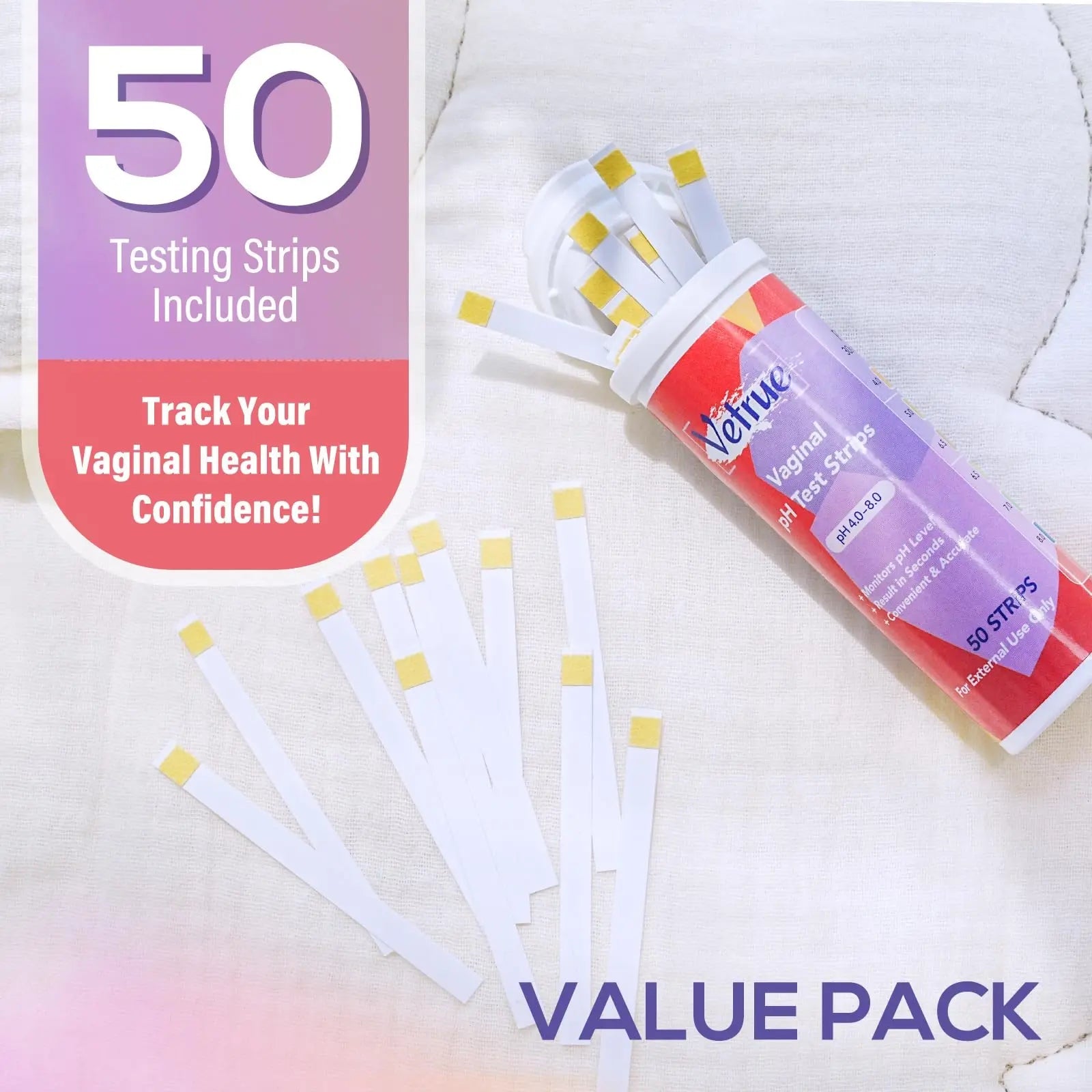 Vaginal pH Test Strips for Women, Convenient Testing Solution for Assessing and Maintaining vetrue Au supplements