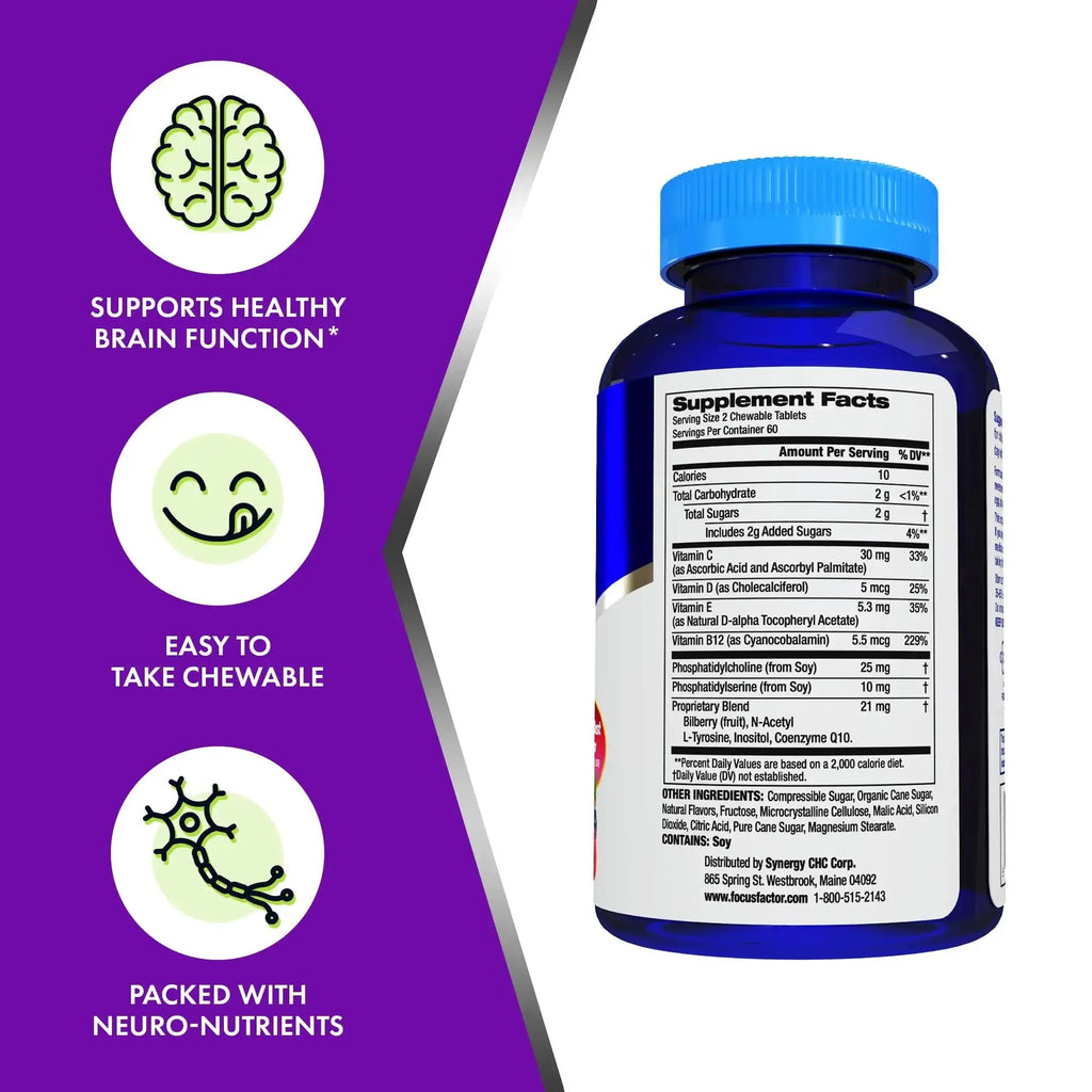 Focus Factor Kids Extra Strength Daily Chewable for Brain Health Support, 120 Count – Vitamins - Quality Formula Focus Factor Au supplements