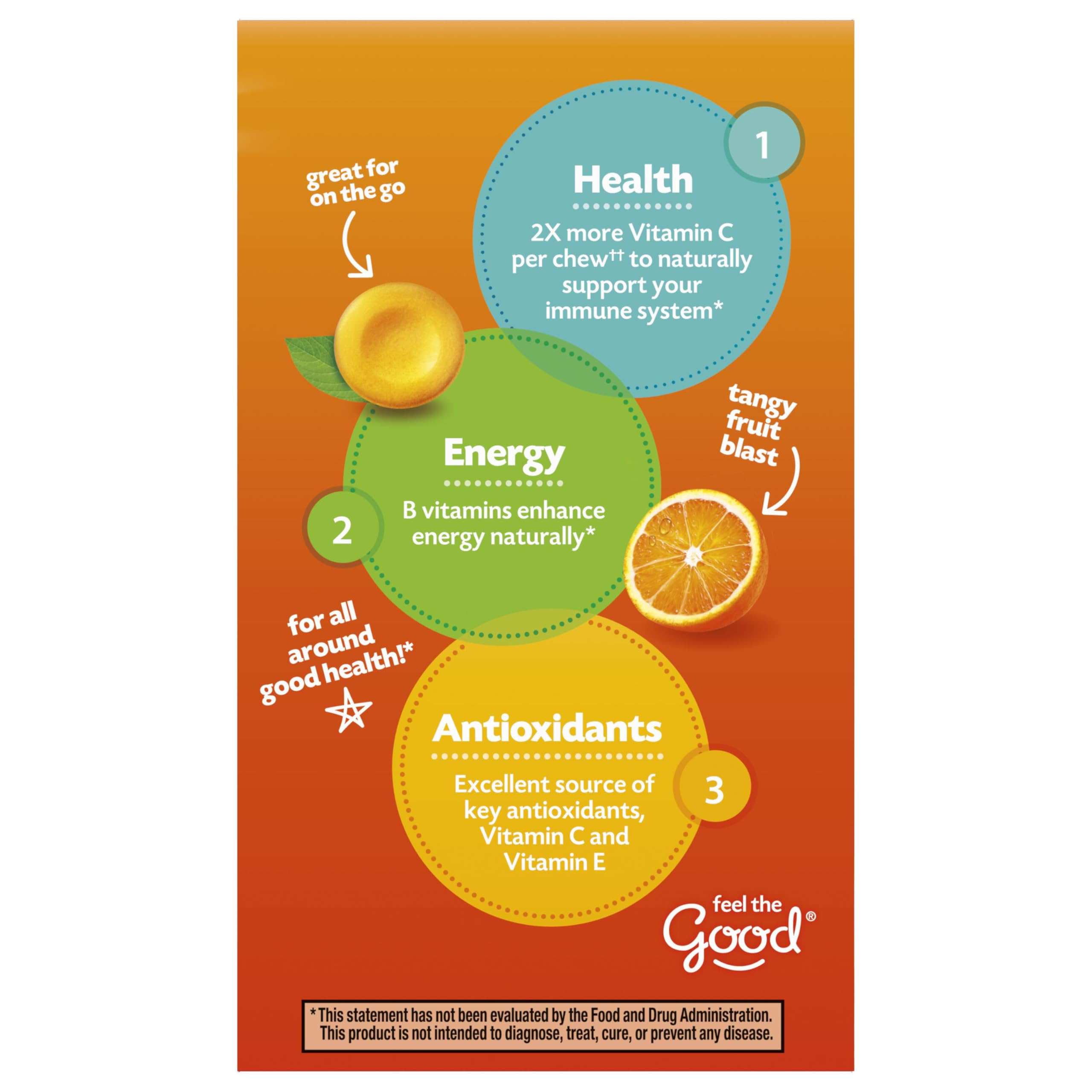 Emergen-C Chewable Vitamin C 1000mg, With B Vitamins And Antioxidants Tablet (40 Count, Orange Blast Flavor), Dietary Supplement