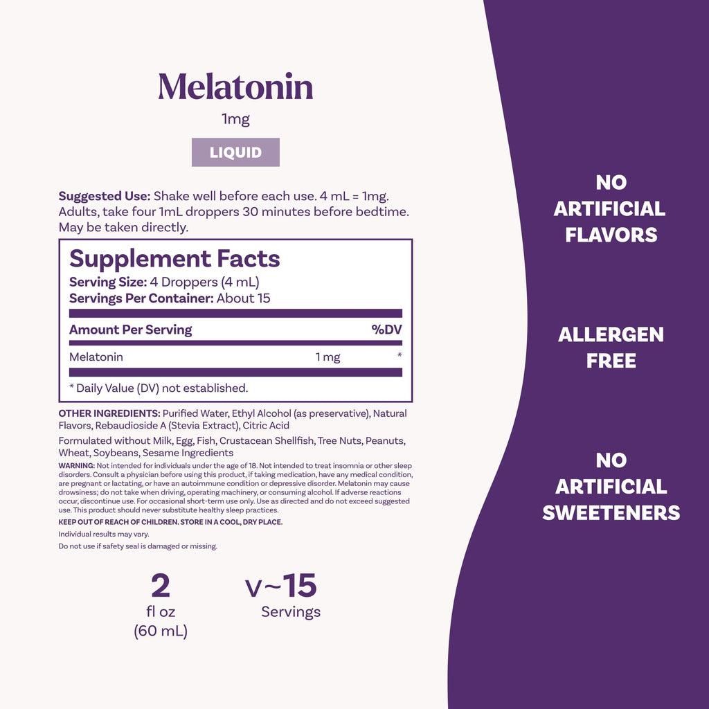 Natrol Liquid Melatonin 1 mg, Adult Melatonin Supplement to Fall Asleep Faster and Stay Asleep Longer, Wake Up Refreshed,