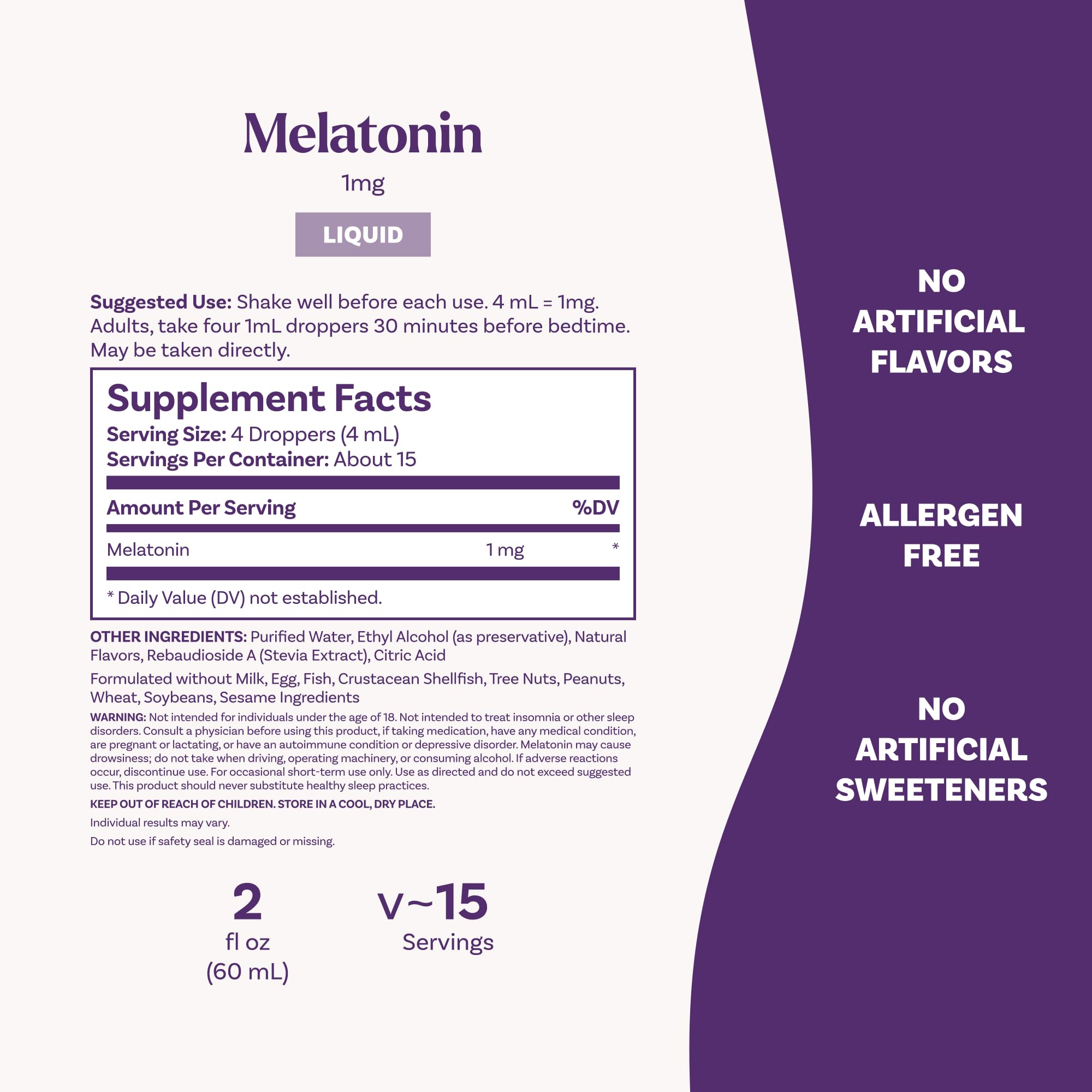 Natrol Liquid Melatonin 1 mg, Adult Melatonin Supplement to Fall Asleep Faster and Stay Asleep Longer, Wake Up Refreshed,