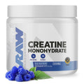RAW Nutrition Creatine Monohydrate Powder, Blue Raspberry (30 Servings) - Micronized Creatine Monohydrate Supplement for Workout Performance, Build Muscle & Strength