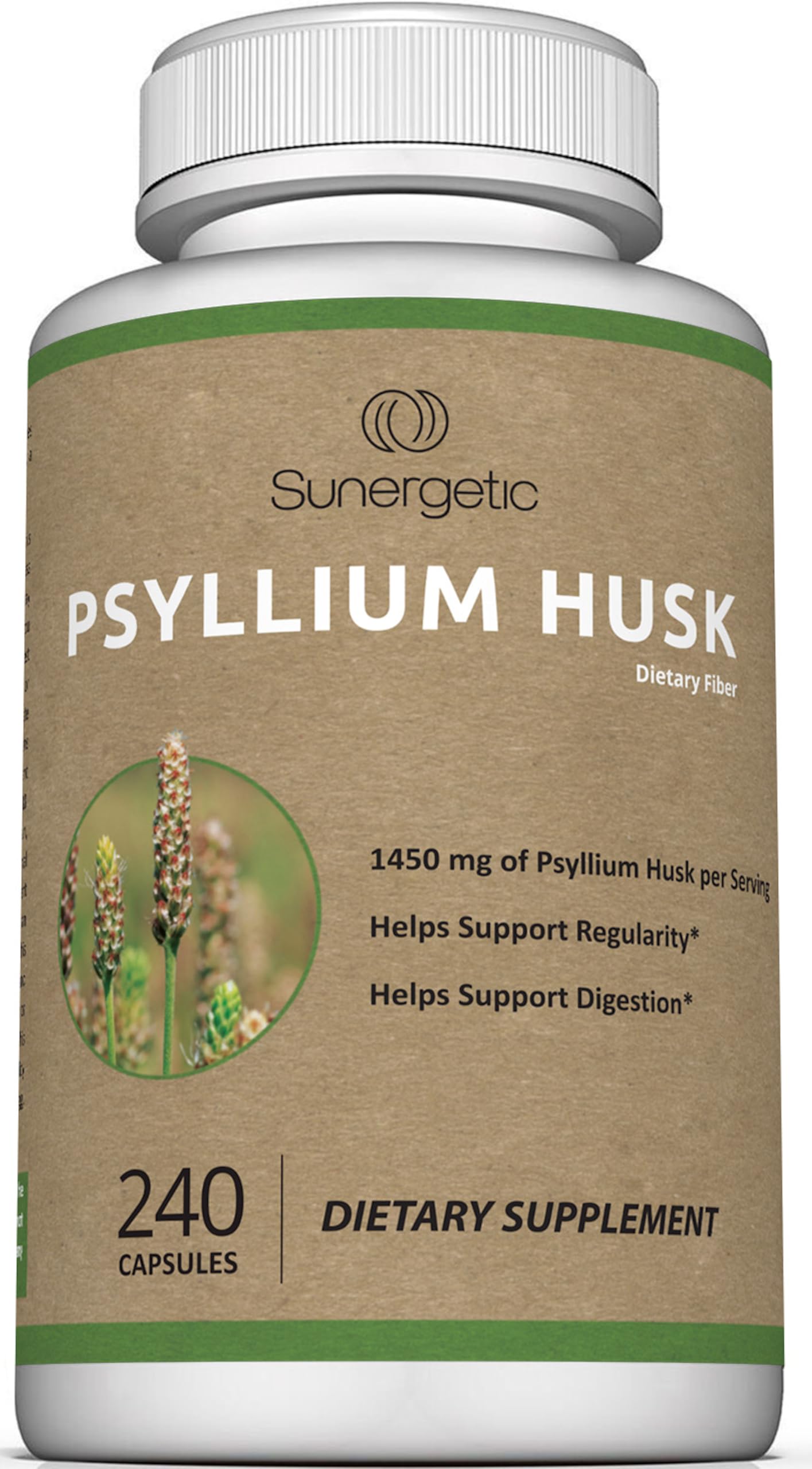 Premium Psyllium Husk Fiber Supplement 1450mg, 240 Capsules