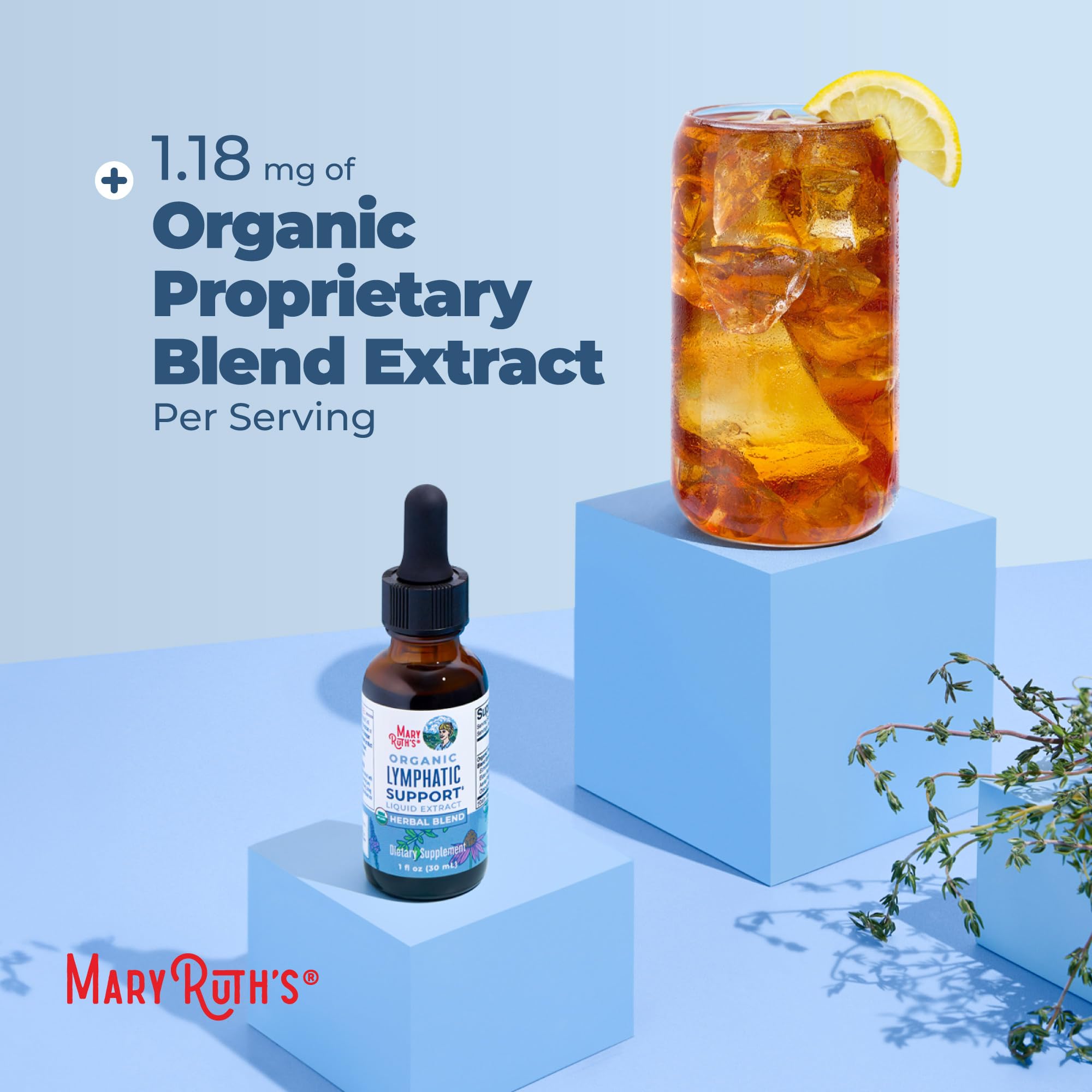 MARYRUTH'S Lymphatic Support Liquid Drops USDA Organic | Herbal Blend with Echinacea & Elderberry | Blue Vervain
