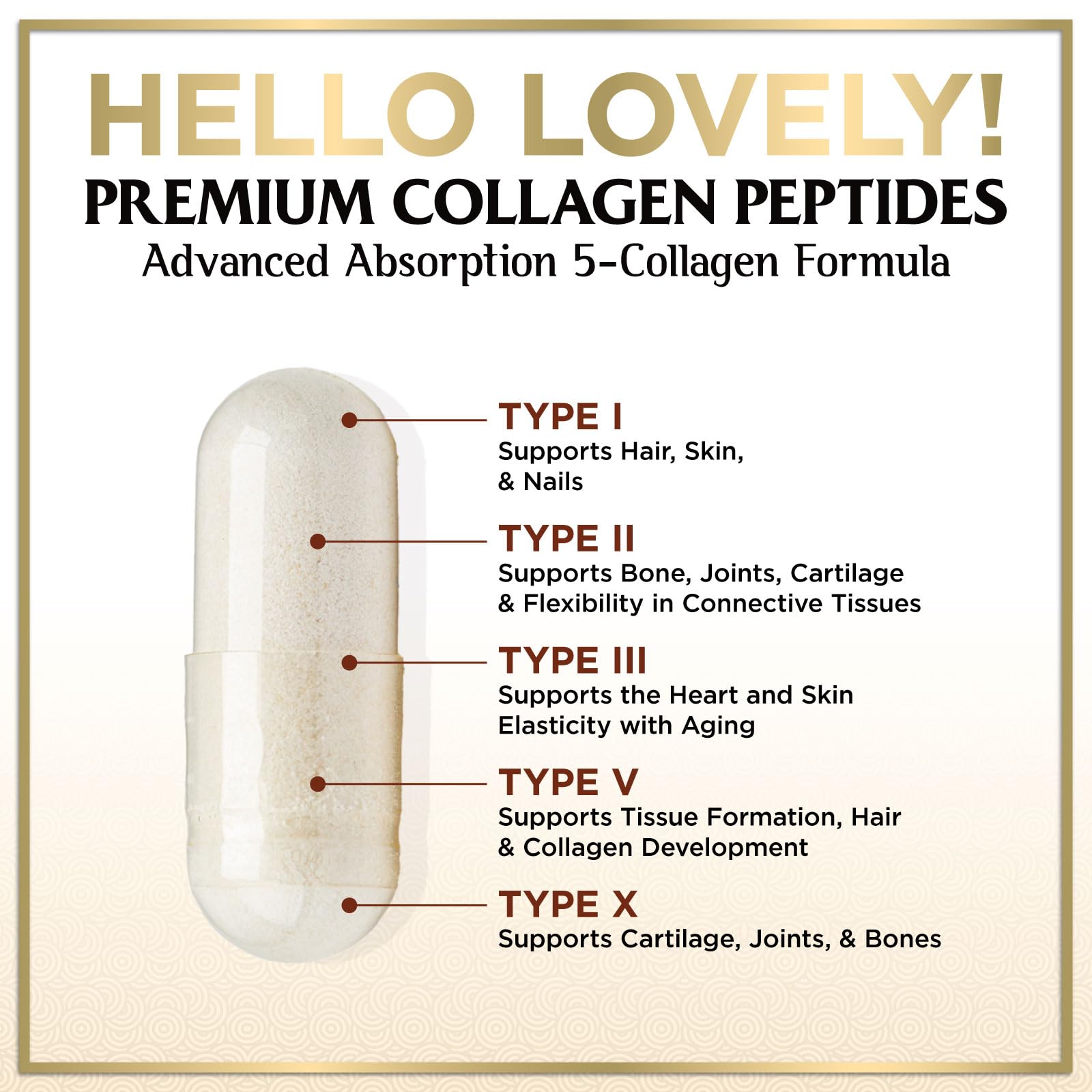 Multi Collagen Peptides for Women & Men - 2400mg per Serving - Best Hydrolyzed Collagen Complex with Type I, II, III, V, X - Hair, Skin, Nails & Joint Support