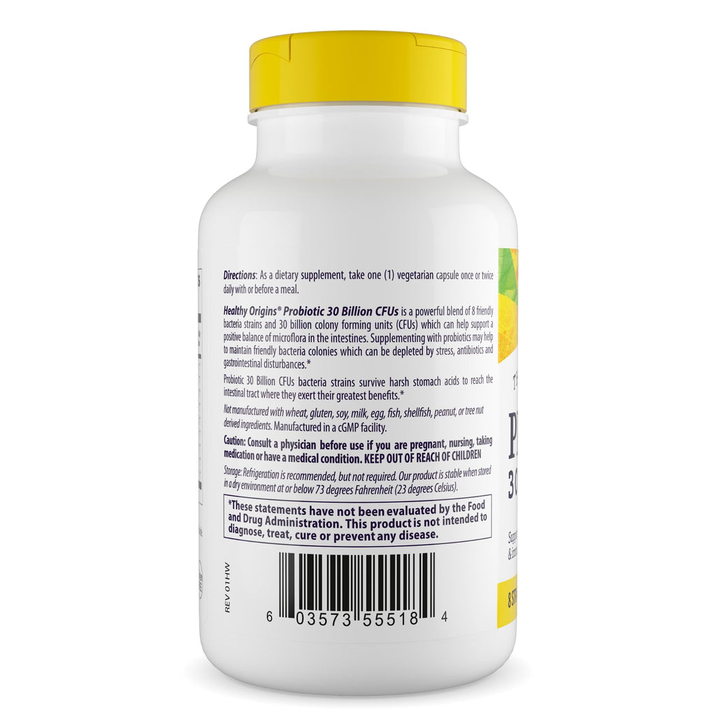 Healthy Origins Probiotic 30 Billion CFU's (Shelf Stable, Non-GMO, Gluten Free, Digestive Health, Gut Health, Immune Support), 150 Veggie Caps