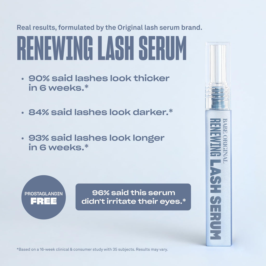 BABE ORIGINAL Renewing Lash Serum – Prostaglandin-Free, Peptide-Infused Gentle Lash Serum for Fuller, Longer-Looking Lashes, Lash Enhancing Treatment
