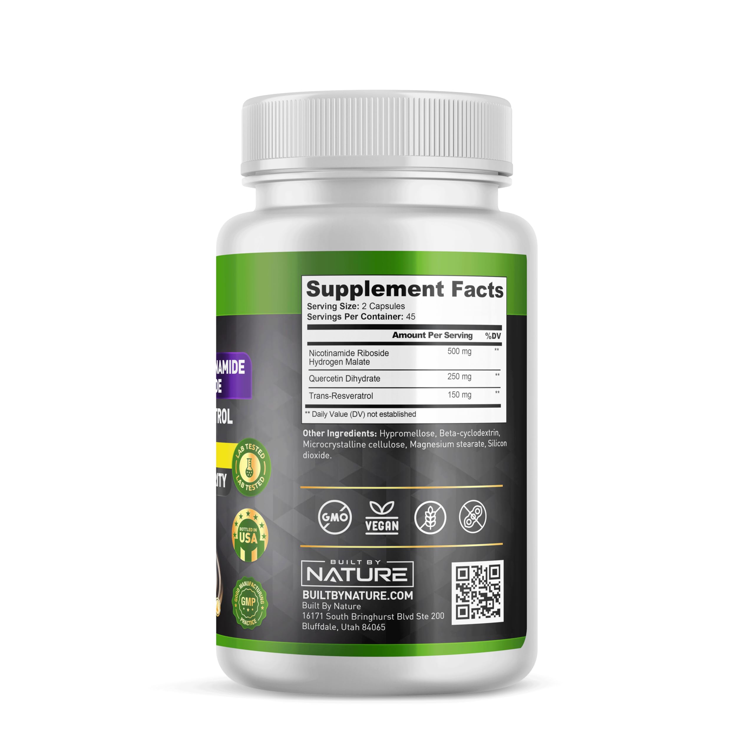 Built by Nature NAD Supplement – NAD+ Nicotinamide Riboside with Resveratrol & Quercetin 900mg Formula – NMN Alternative Supplement for Energy, Cellular Health & Anti-Aging – 90 Capsules Built by Nature Au supplements