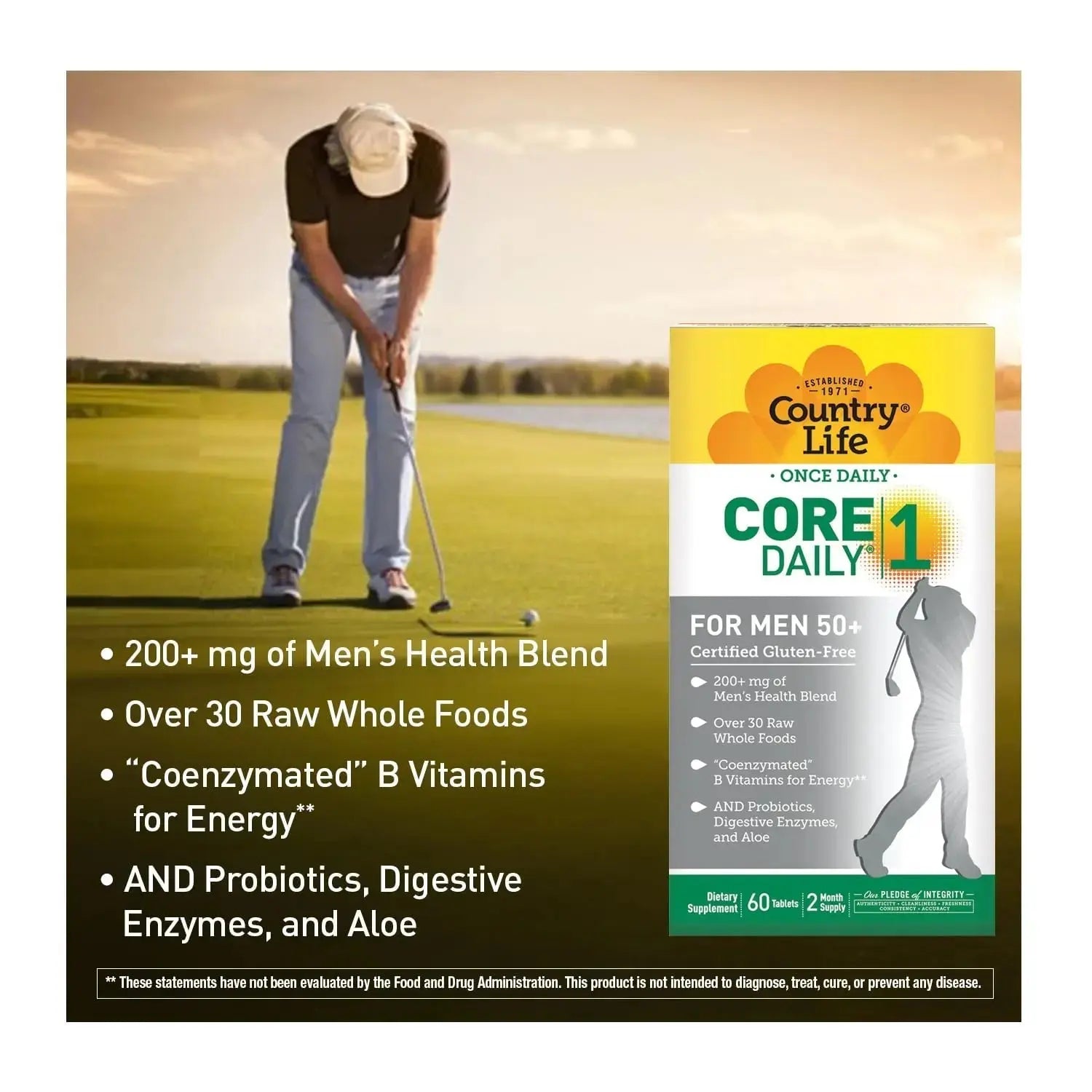 Country Life CORE Daily-1 Multivitamin for Men 50+ - Gluten-Free, Energy Support with Coenzymated B Vitamins Country Life Au supplements