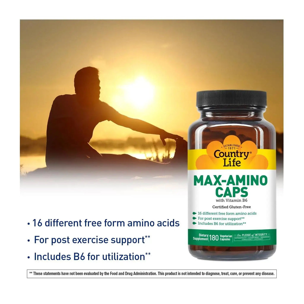 Country Life Maxi-Amino 16 Amino Acids 90 Capsules Gluten Free Country Life Au supplements