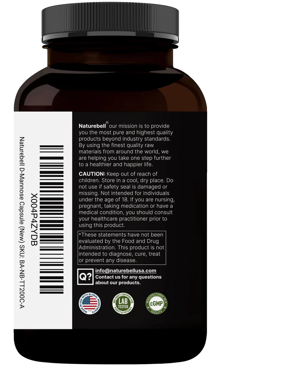 NatureBell D-Mannose 500mg Capsules (2,000mg Per Serving) | 240 Veggie Capsules + Cranberry Concentrate 40mg – Fast Acting Urinary Tract Health Pills – Ultra UTI Support for Women & Men NatureBell Au supplements