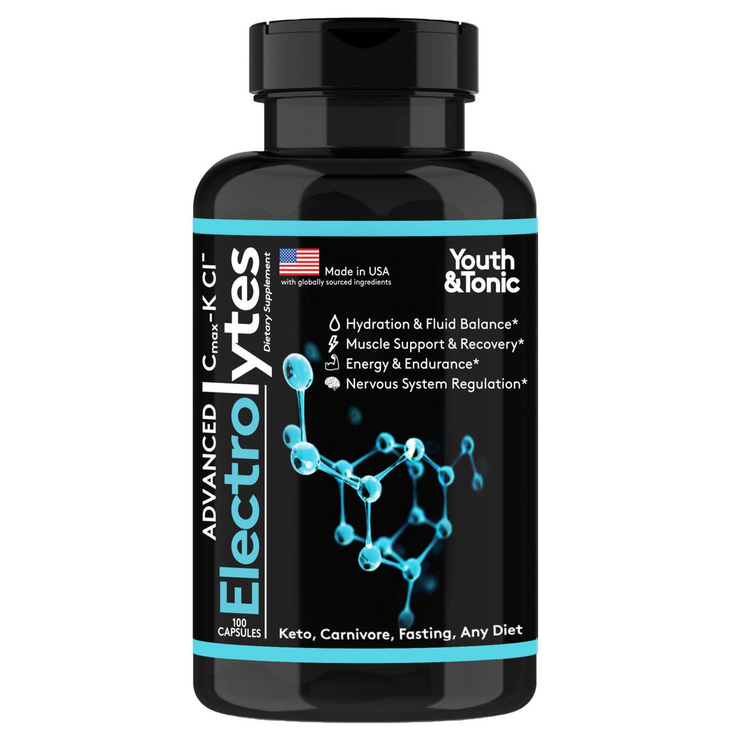 Complete Electrolyte Supplement Pills High Absorption | Cmax Potassium Chloride Magnesium Sodium Calcium Zinc | Boost Endurance Muscle Recovery Mental Focus | Salt Electrolytes Tablets | Keto Friendly Youth & Tonic Au supplements