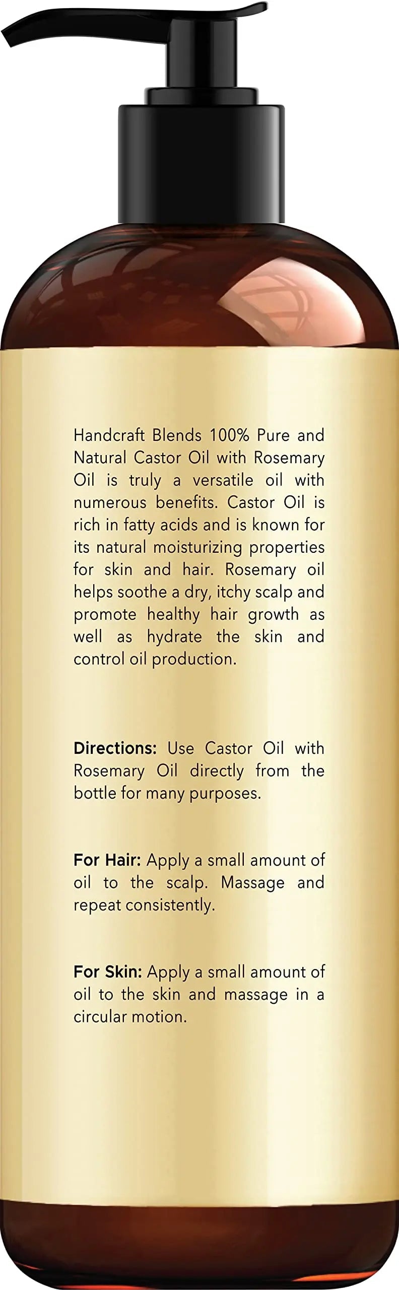 Handcraft Blends Castor Oil with Rosemary Oil for Hair Growth, Eyelashes, Eyebrows Handcraft Blends Au supplements
