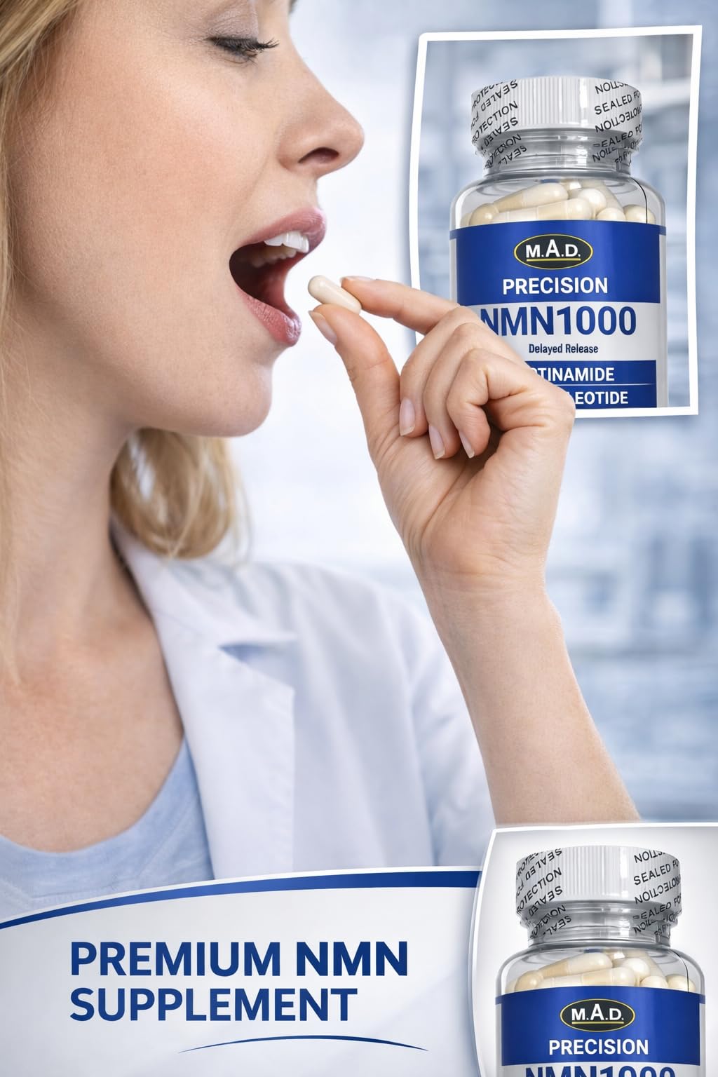 Precision NMN1000-1000 mg per Serving, 90 Capsules, 45 Grams Total Delayed Release Vegetarian Capsule, Nicotinamide Mononucleotide Generic Au supplements