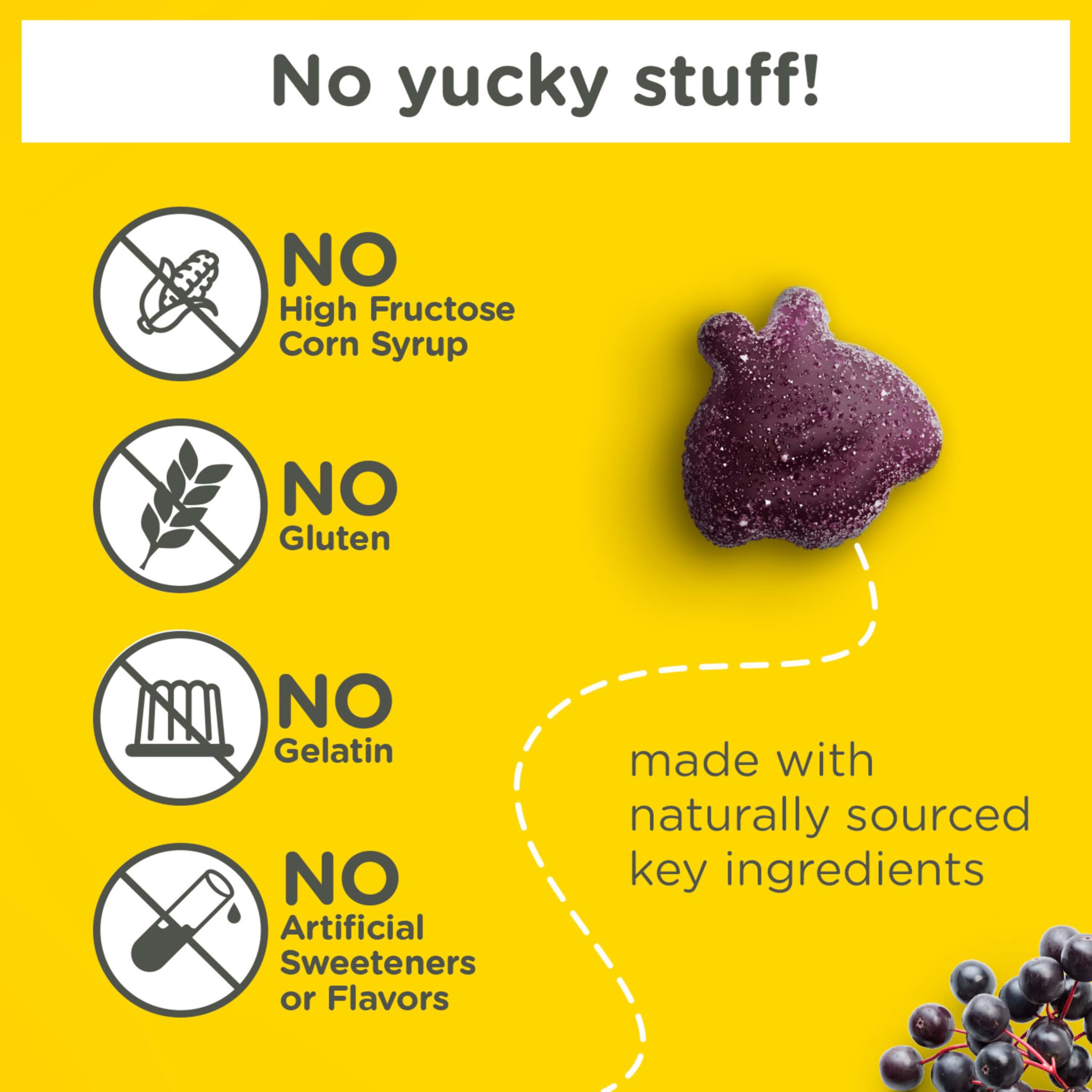 Zarbee’s Kids Elderberry Immune Support Supplement Gummies, Vitamins A C D3 E & Zinc, Elderberry Extract, Gluten & Gelatin Free
