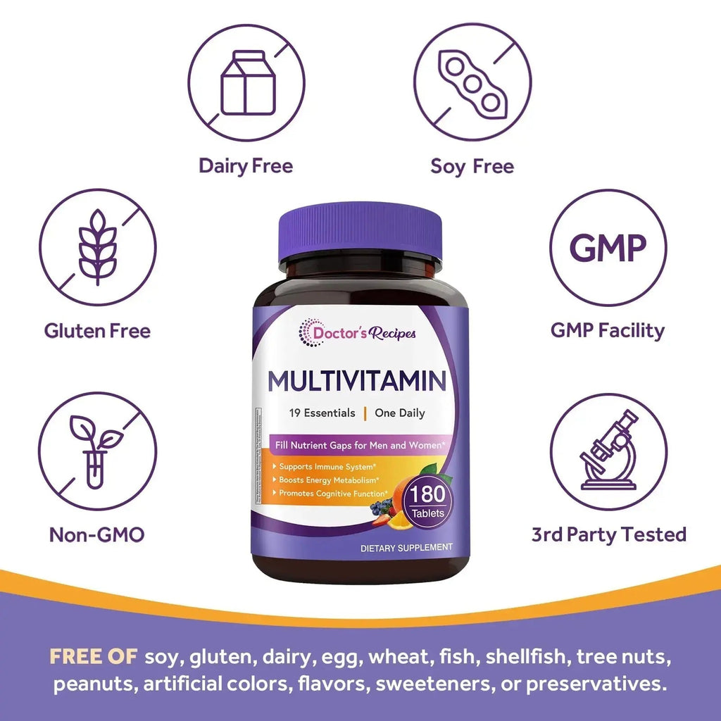 Doctor's Recipes Multivitamin for Women & Men, Immune, Energy & Brain Health Support, Vitamin A, C, D3, E, B6, B12, Folic Acid Doctor's Recipes Au supplements