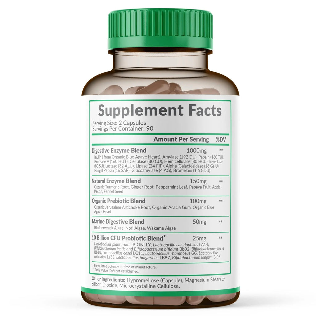 Wholesome Wellness Digestive Enzymes 1000MG Plus Prebiotics & Probiotics Supplement, 180 Capsules, Organic Plant-Based Vegan Formula for Digestion Wholesome Wellness Au supplements
