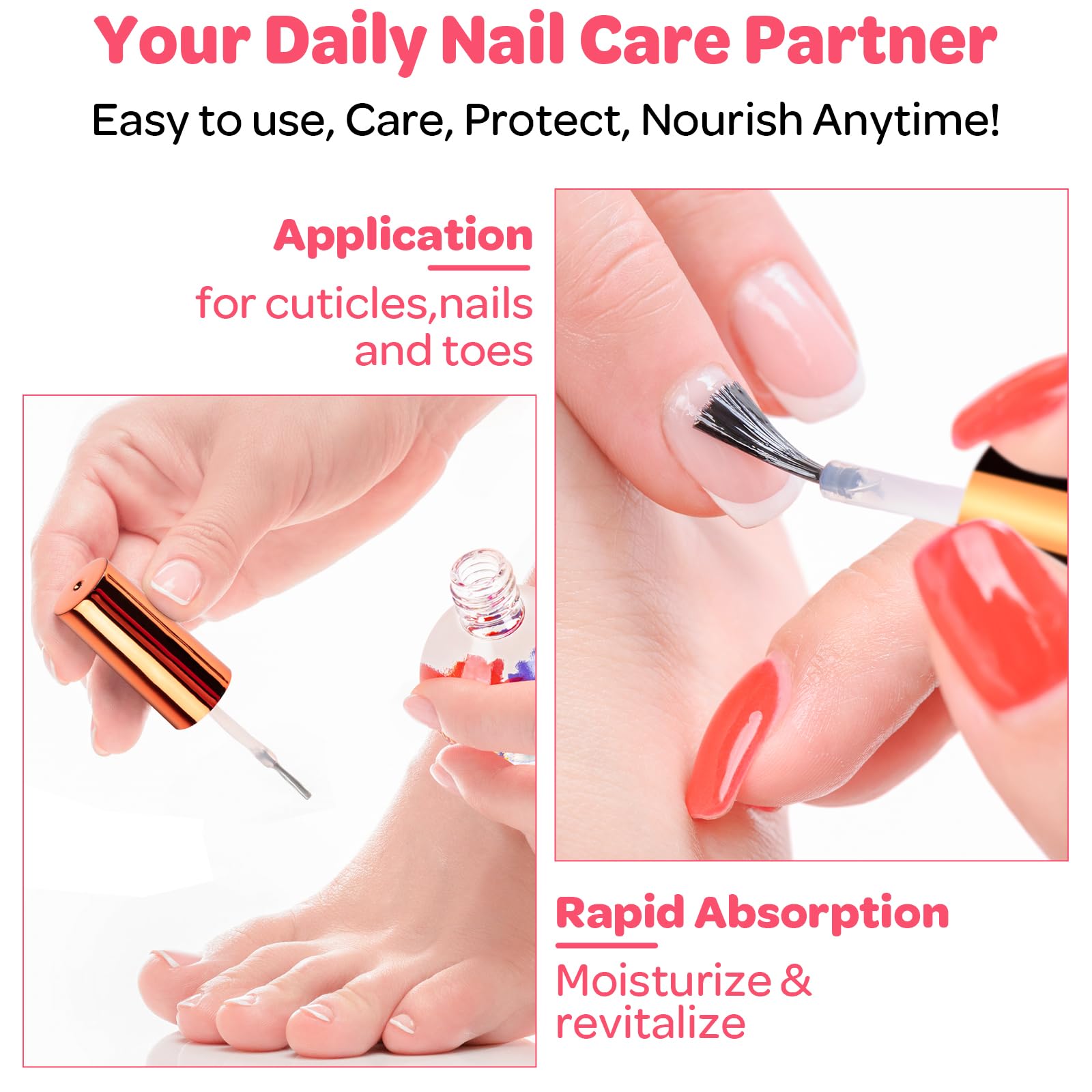 JIASHENG Cuticle Oil, Scented Cuticle Nail Oil Infused with Real Flowers, Hydrates, Moisturizes, Strengthens, Repairs
