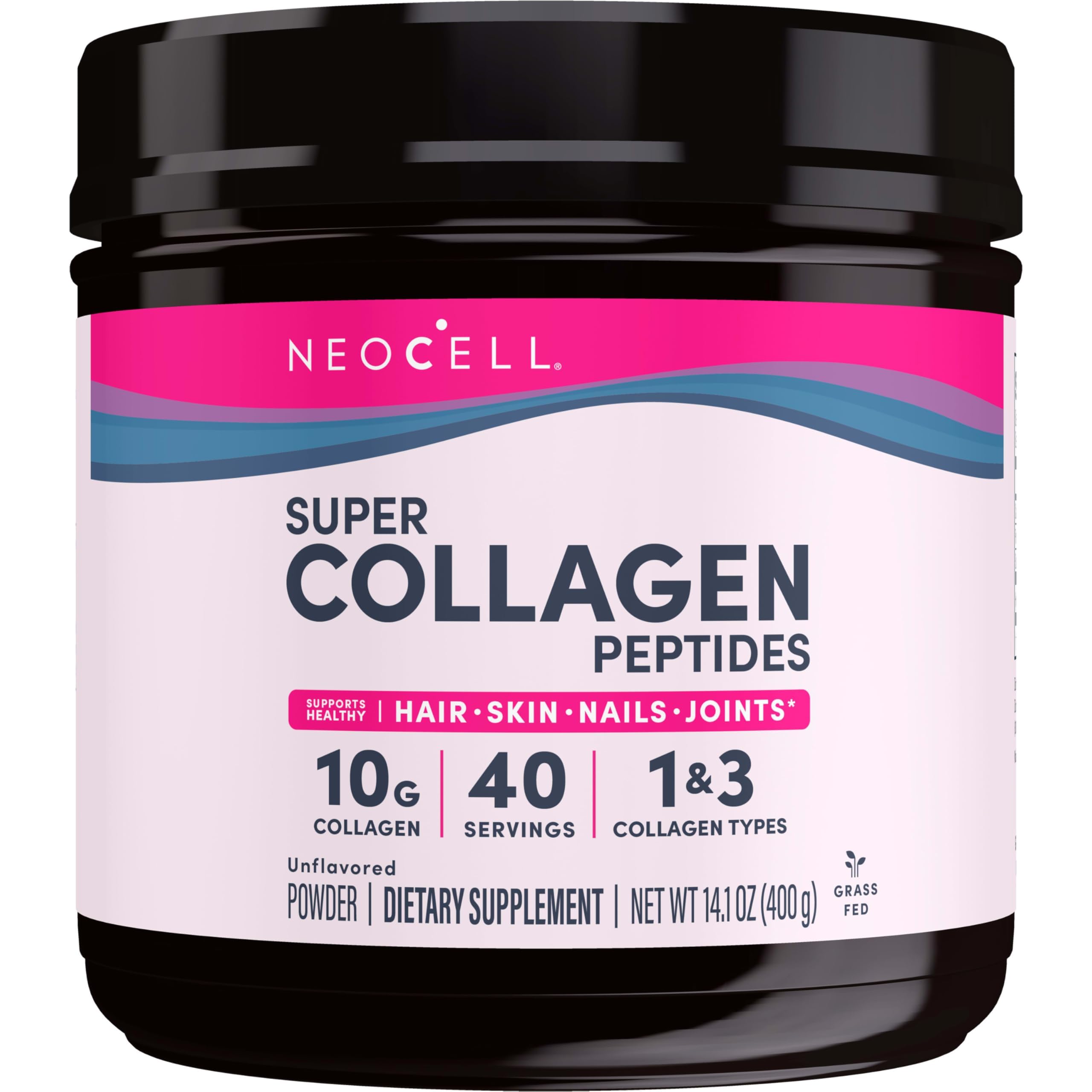 NeoCell Grassfed Collagen Peptides Powder | 14 oz | Unflavored | for Women and Men | Hair, Skin, & Nails