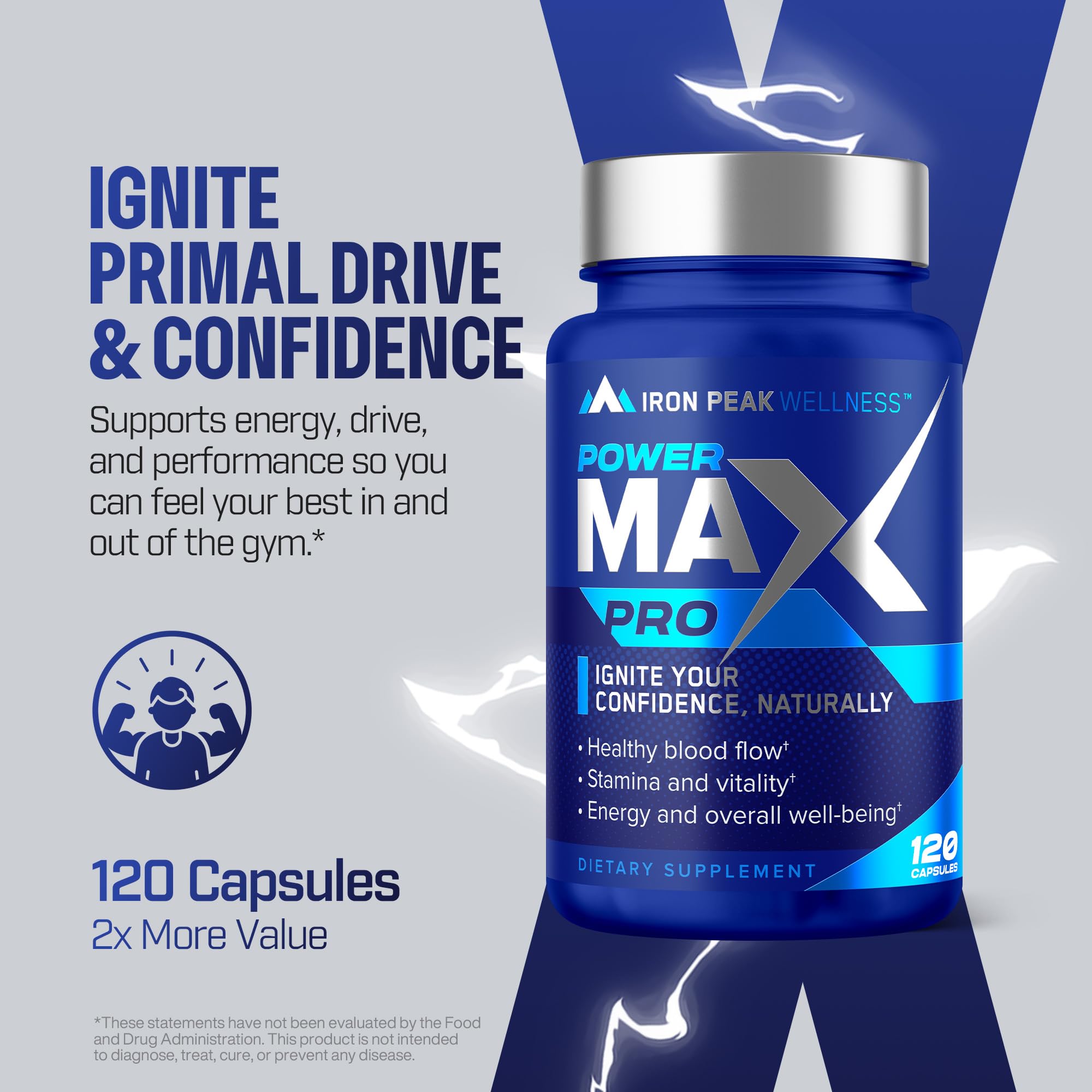 Testosterone Booster Pills for Men - Male Enhancing Supplement - Fast Acting Blood Flow, Muscle Growth, Strength, Energy, Libido, Endurance, Workout - Natural Performance Test Boost - 60 Day Serving IronPeak Wellness Au supplements