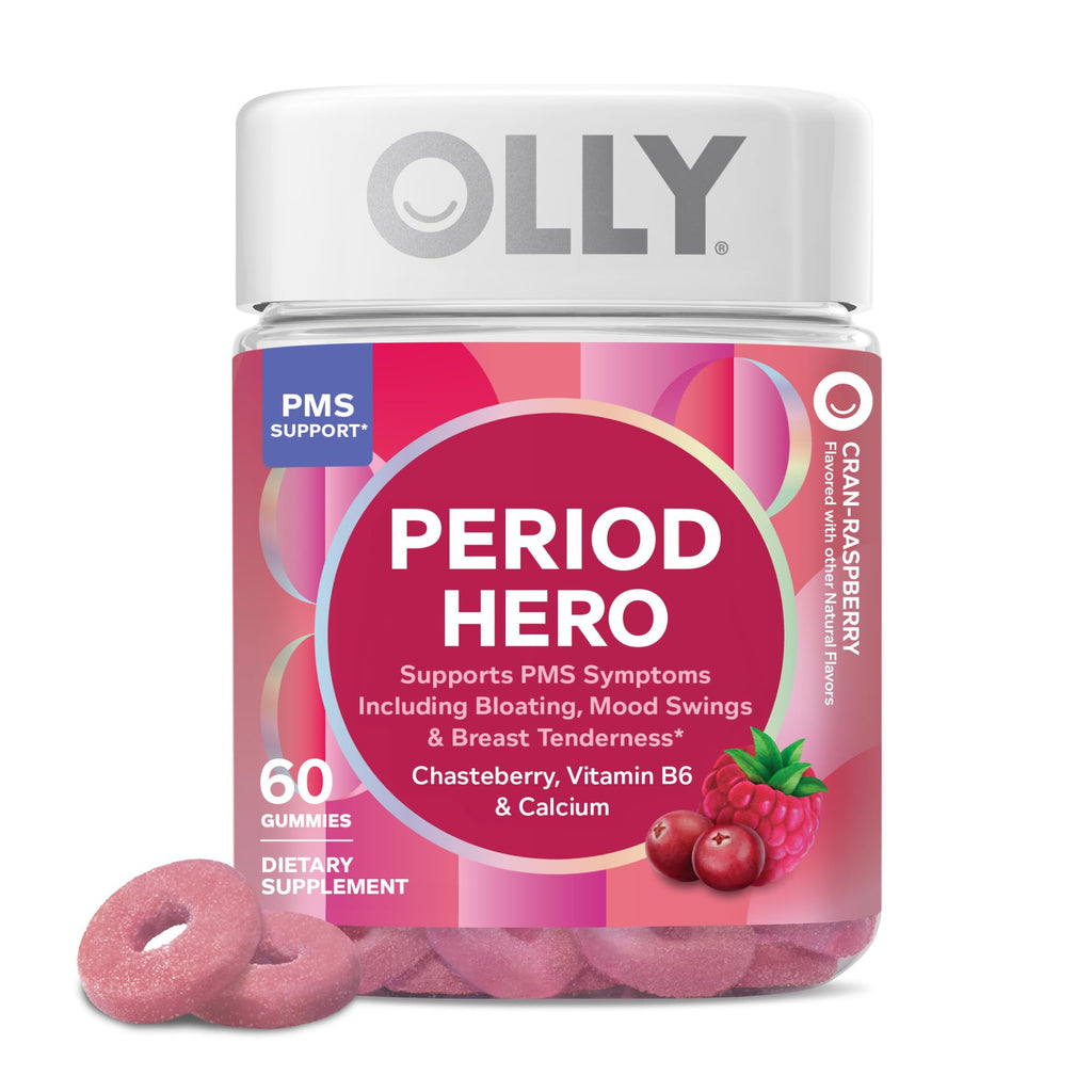 OLLY Period Hero Gummies, PMS Support Supplement,* Chasteberry, Vitamin B6, Calcium, Cran-Raspberry Flavor, 30 Day Supply - 60 Count OLLY Au supplements