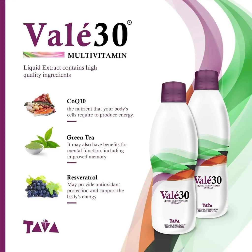 TAVA Valé30 - Liquid Multivitamin - 30-Day Supplement with Vitamin A and B Complex for Men, Women, and Family, Daily Boost Drink - 2 Bottles TAVA Au supplements