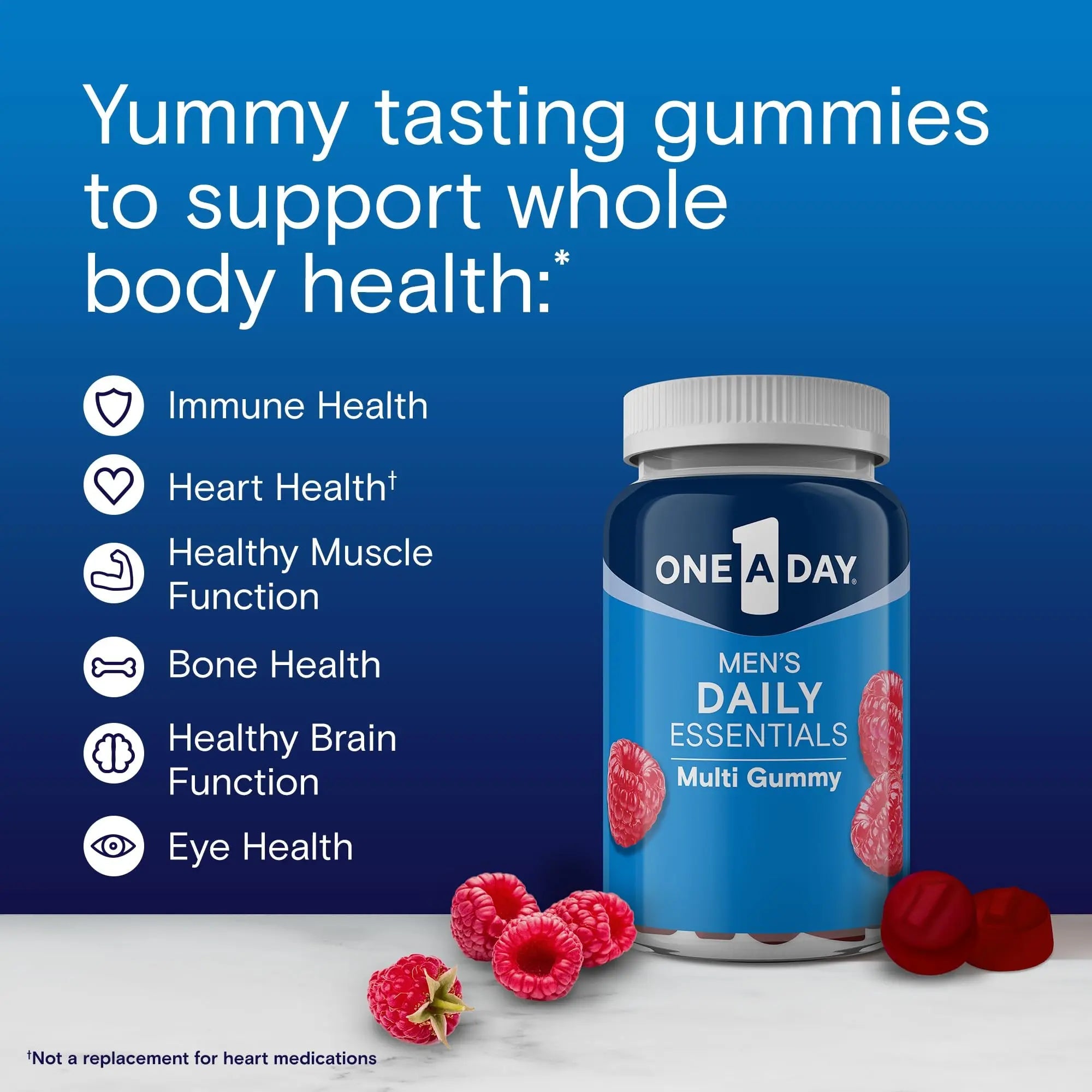 One A Day Men’s Daily Essentials Multivitamin Gummies, Multivitamin for Men, Bone Health, Zinc, Raspberry Natural Flavor, 120 Gummies ONE A DAY Au supplements